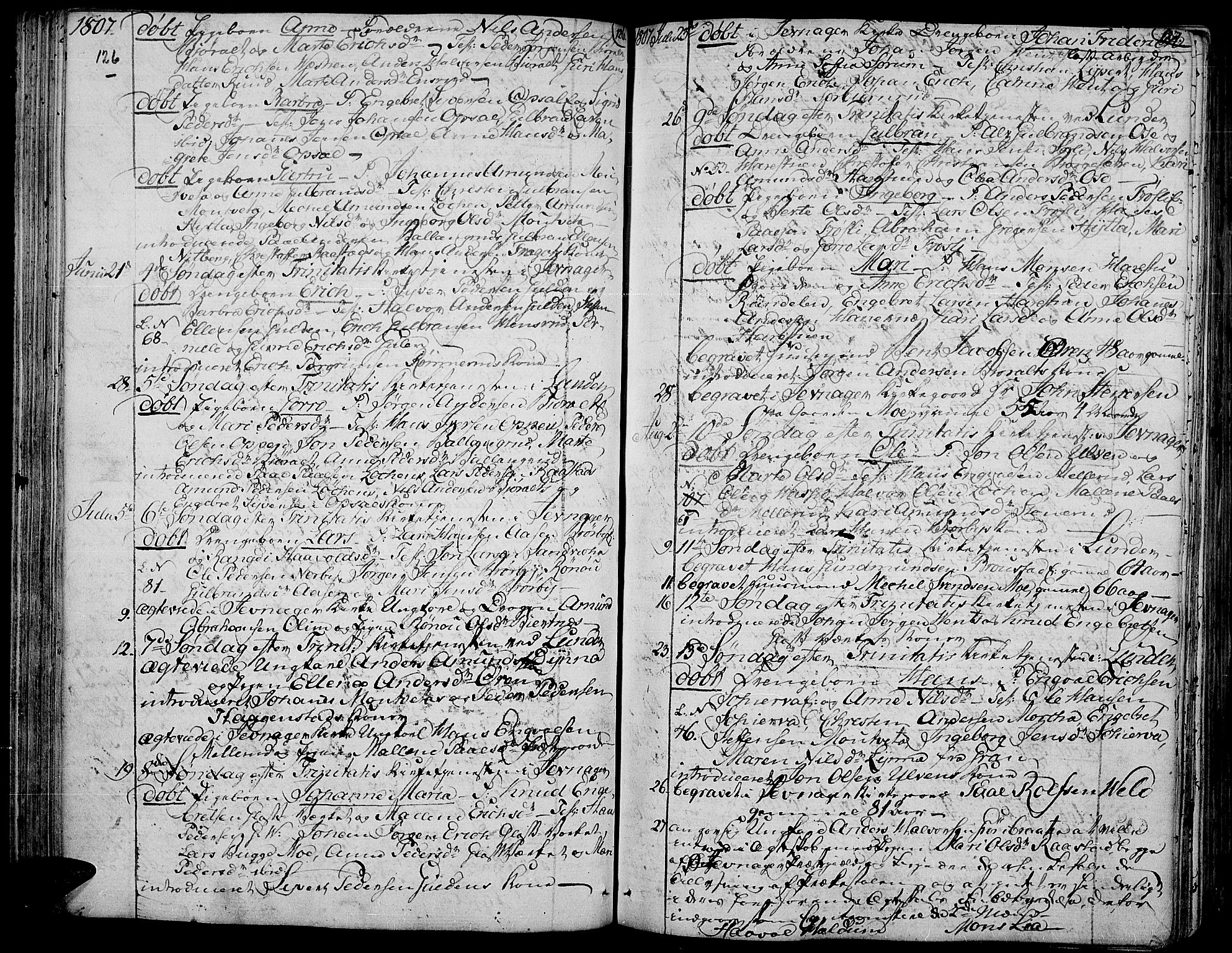 Jevnaker prestekontor, SAH/PREST-116/H/Ha/Haa/L0004: Parish register (official) no. 4, 1800-1861, p. 126-127