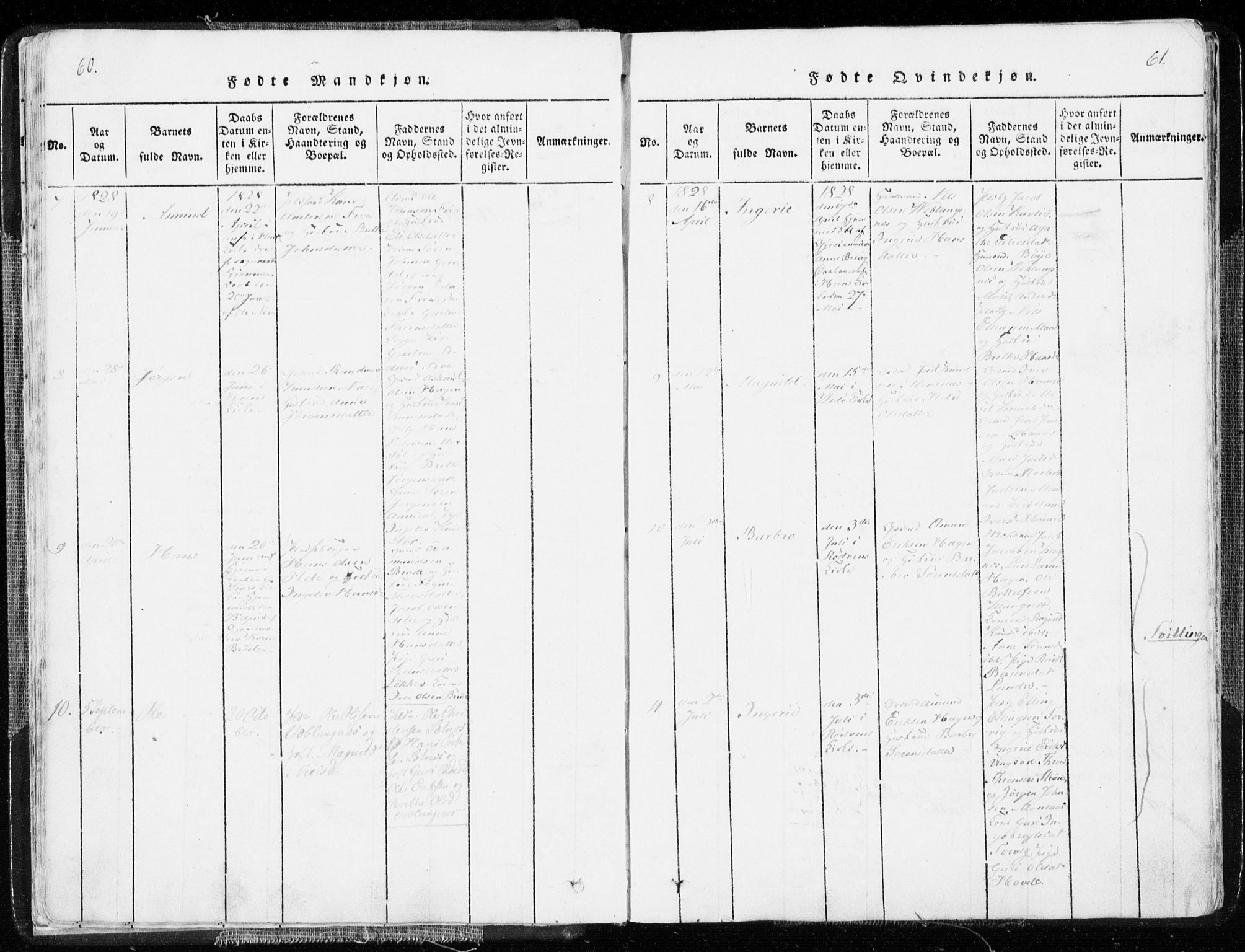 Ministerialprotokoller, klokkerbøker og fødselsregistre - Møre og Romsdal, SAT/A-1454/544/L0571: Parish register (official) no. 544A04, 1818-1853, p. 60-61