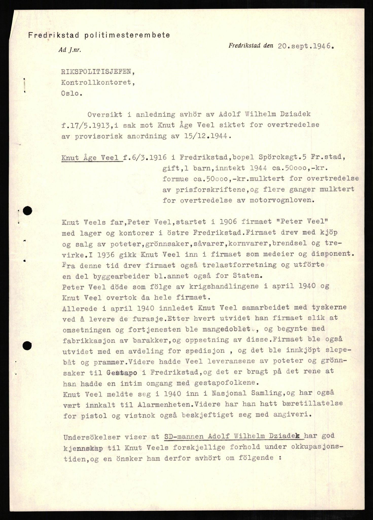 Forsvaret, Forsvarets overkommando II, AV/RA-RAFA-3915/D/Db/L0006: CI Questionaires. Tyske okkupasjonsstyrker i Norge. Tyskere., 1945-1946, p. 348