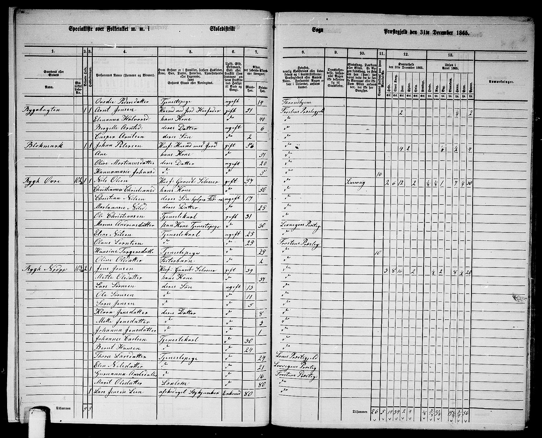 RA, 1865 census for Frosta, 1865, p. 12