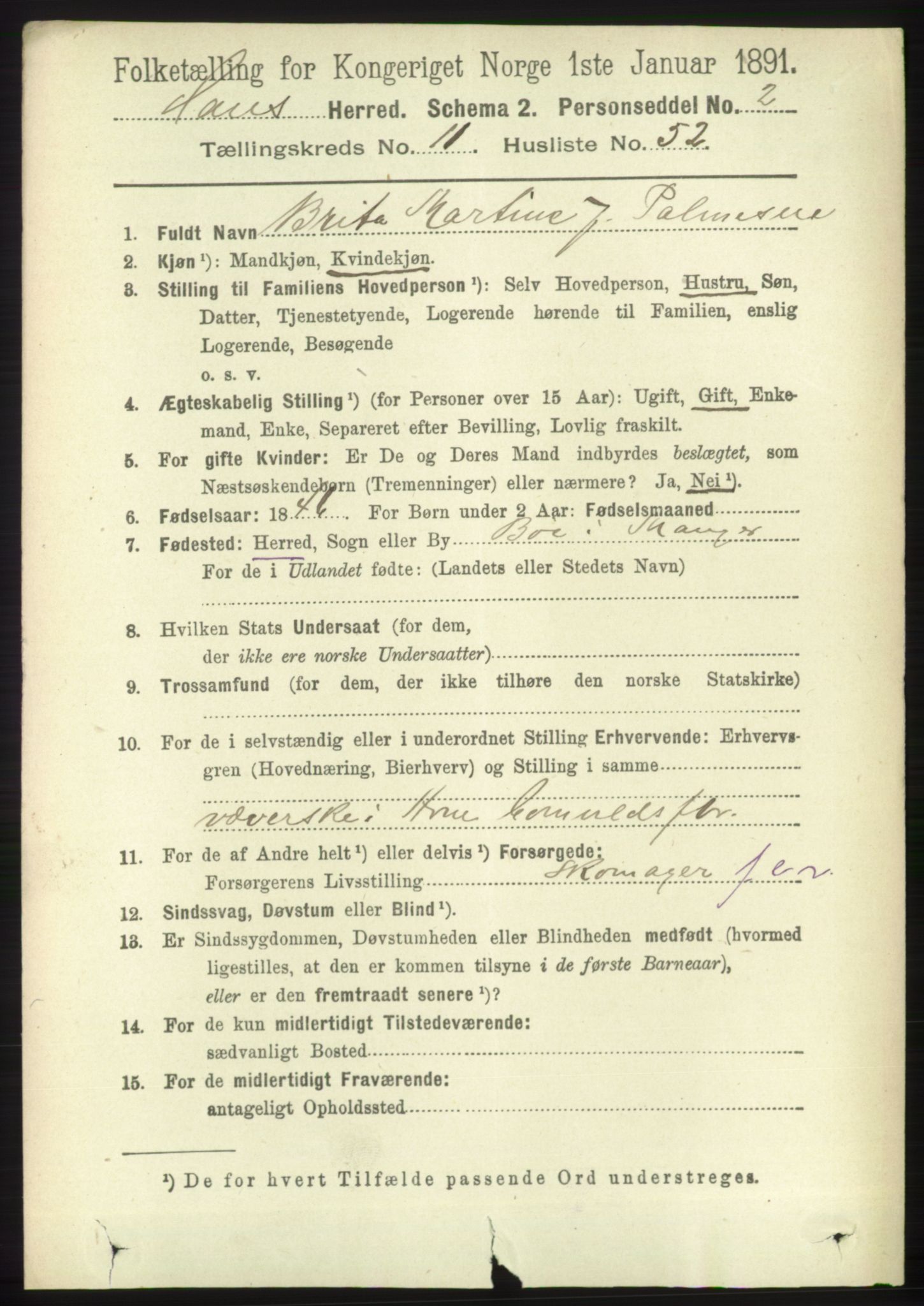 RA, 1891 census for 1250 Haus, 1891, p. 5178