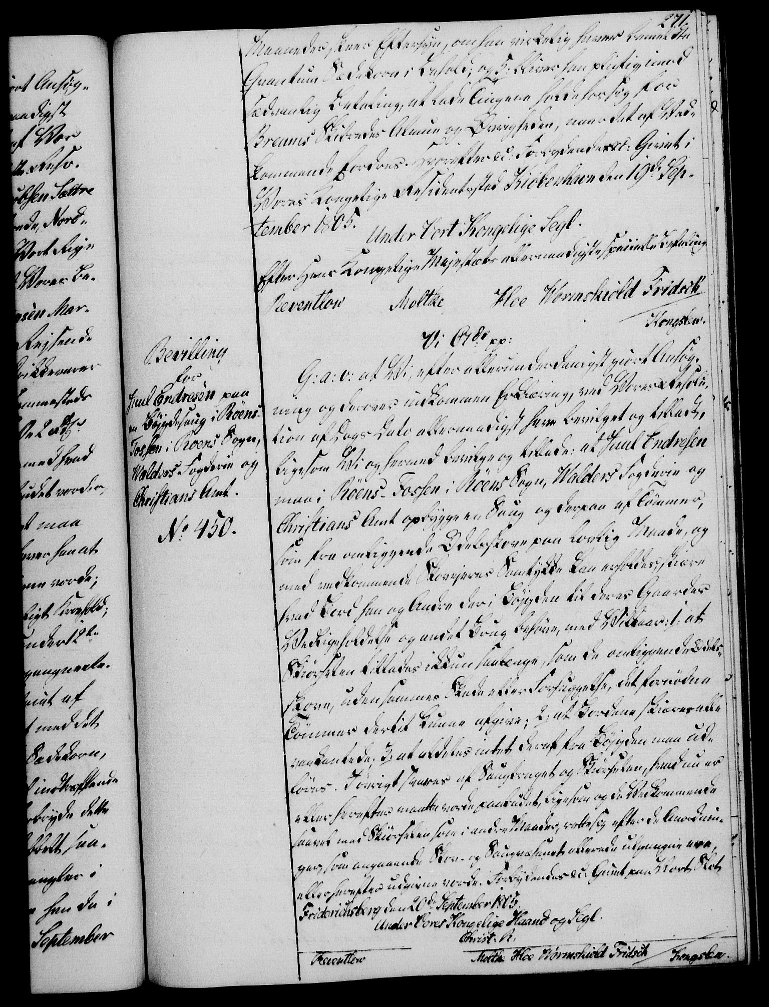 Rentekammeret, Kammerkanselliet, AV/RA-EA-3111/G/Gg/Gga/L0018: Norsk ekspedisjonsprotokoll med register (merket RK 53.18), 1804-1806, p. 271