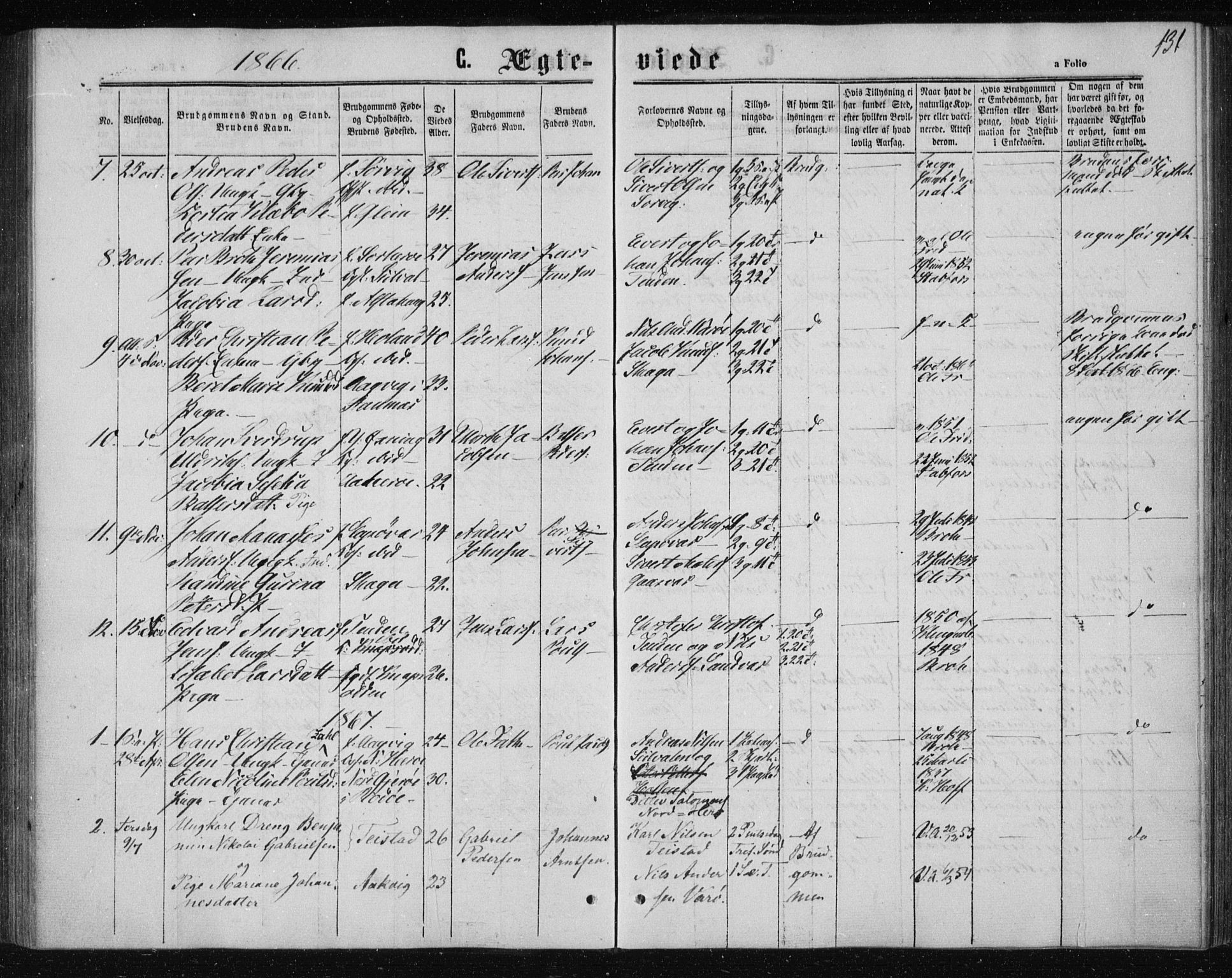 Ministerialprotokoller, klokkerbøker og fødselsregistre - Nordland, SAT/A-1459/834/L0505: Parish register (official) no. 834A03, 1862-1871, p. 131