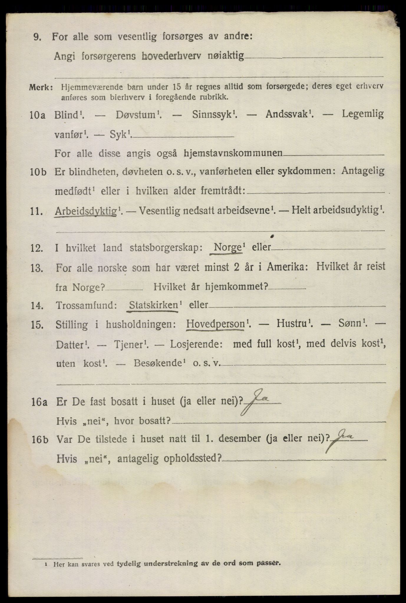 SAKO, 1920 census for Bamble, 1920, p. 9870