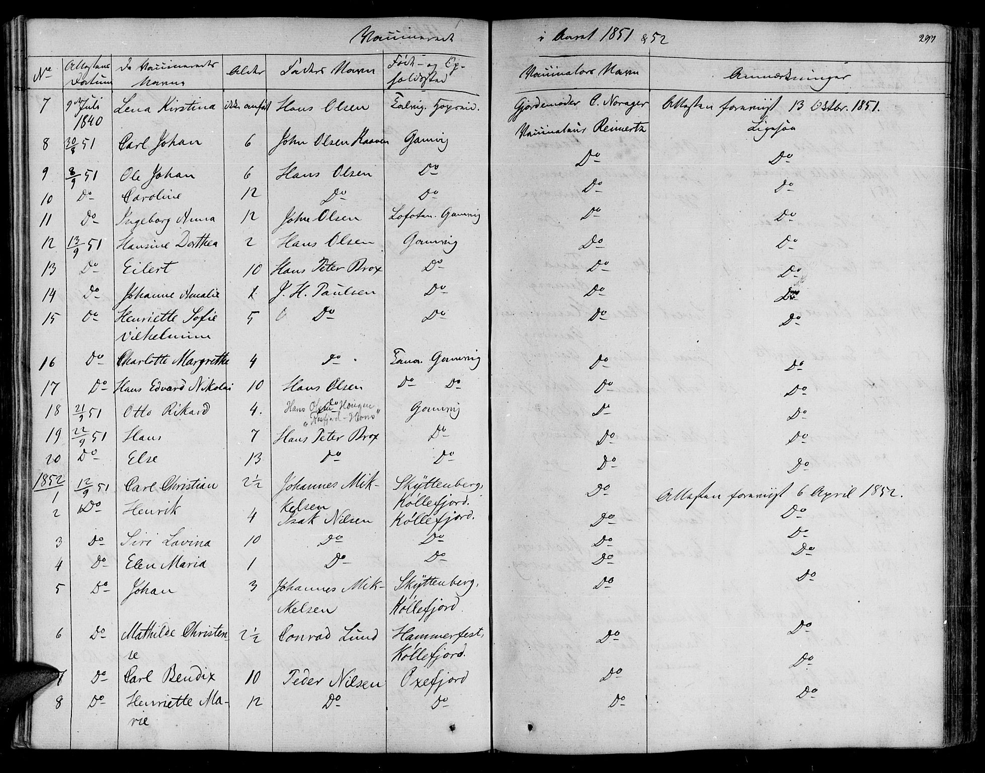 Lebesby sokneprestkontor, AV/SATØ-S-1353/H/Ha/L0003kirke: Parish register (official) no. 3, 1833-1852, p. 297