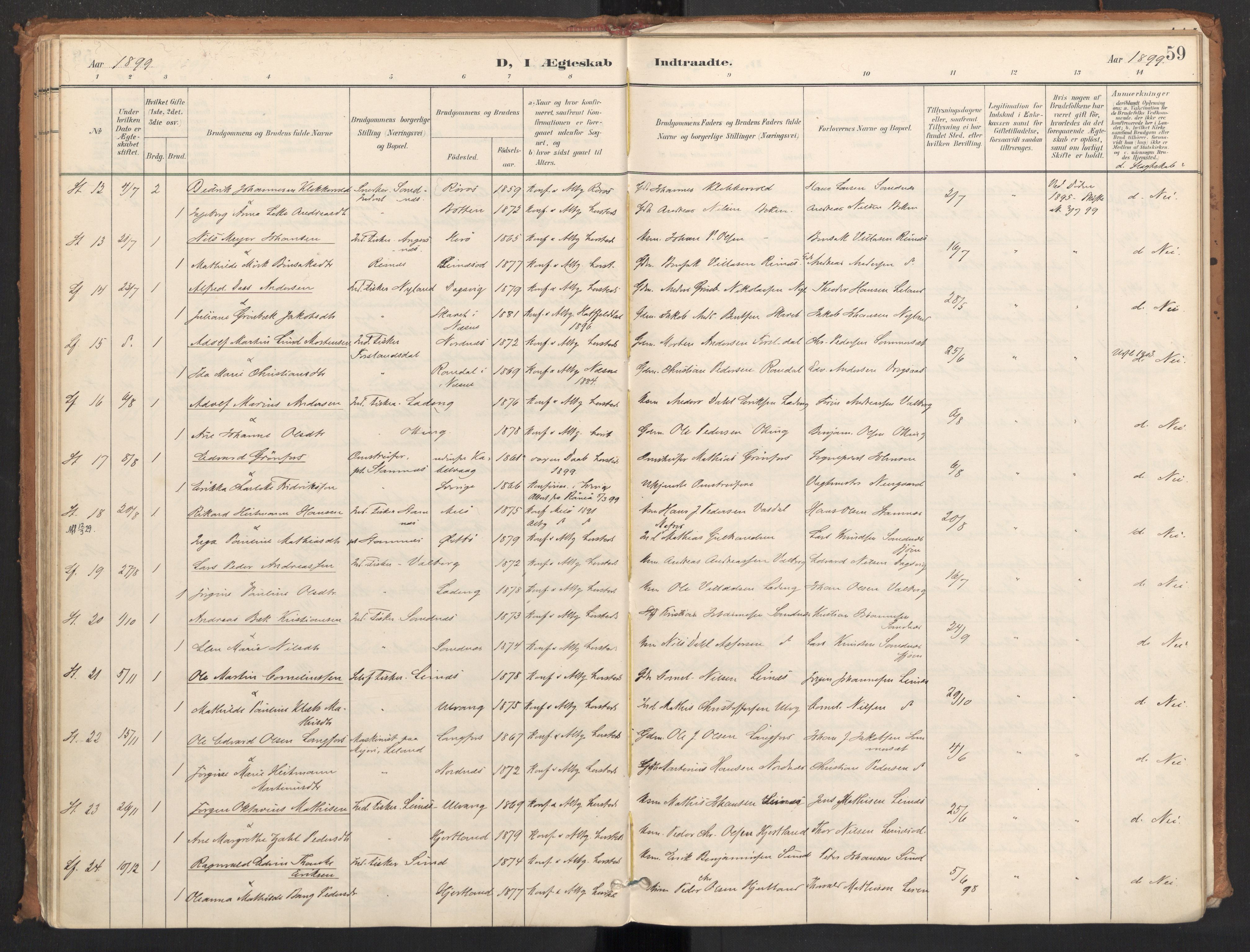 Ministerialprotokoller, klokkerbøker og fødselsregistre - Nordland, AV/SAT-A-1459/831/L0472: Parish register (official) no. 831A03, 1897-1912, p. 59