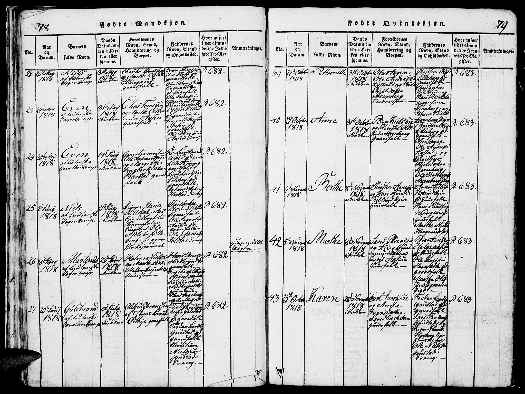 Romedal prestekontor, AV/SAH-PREST-004/L/L0005: Parish register (copy) no. 5, 1814-1829, p. 78-79