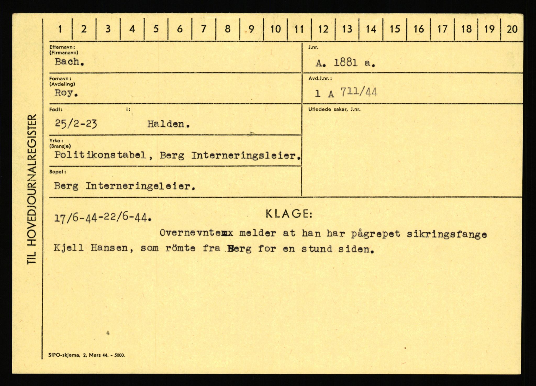 Statspolitiet - Hovedkontoret / Osloavdelingen, AV/RA-S-1329/C/Ca/L0002: Arneberg - Brand, 1943-1945, p. 918