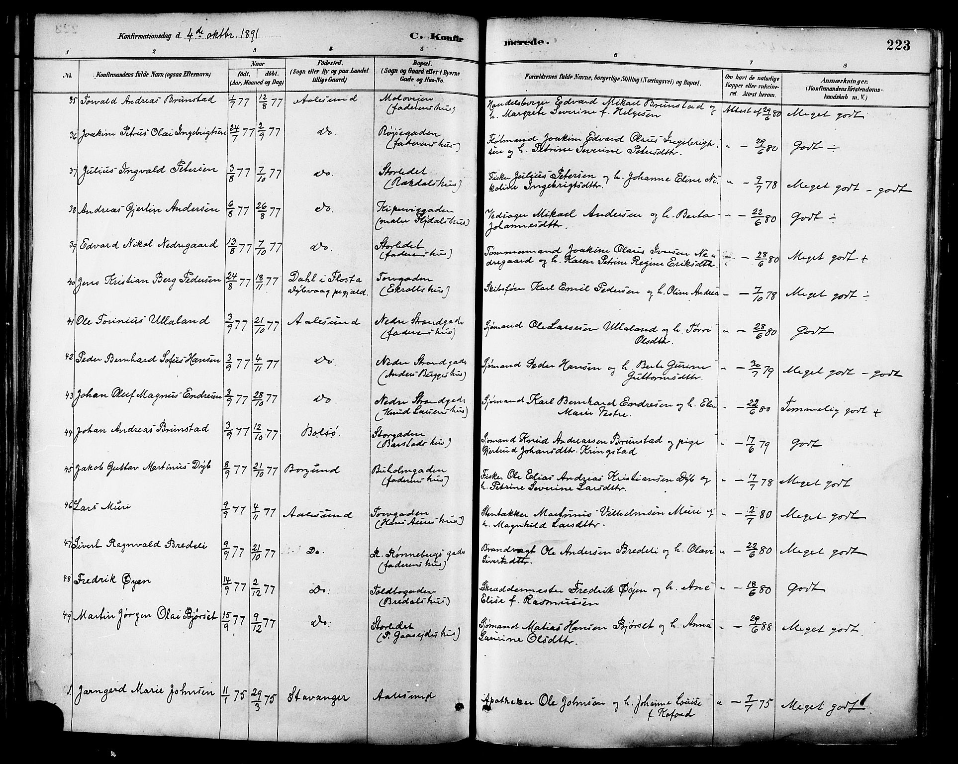 Ministerialprotokoller, klokkerbøker og fødselsregistre - Møre og Romsdal, AV/SAT-A-1454/529/L0455: Parish register (official) no. 529A05, 1885-1893, p. 223