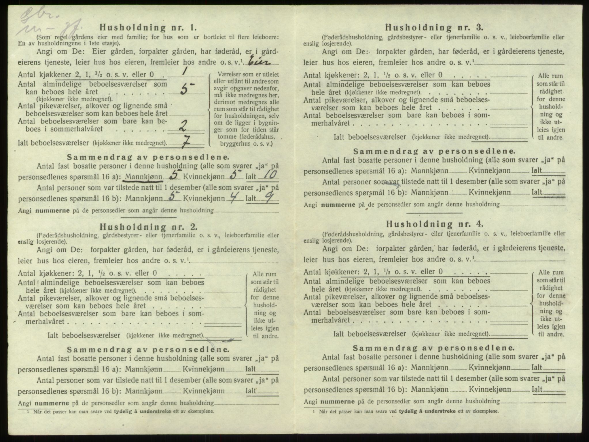 SAB, 1920 census for Innvik, 1920, p. 860