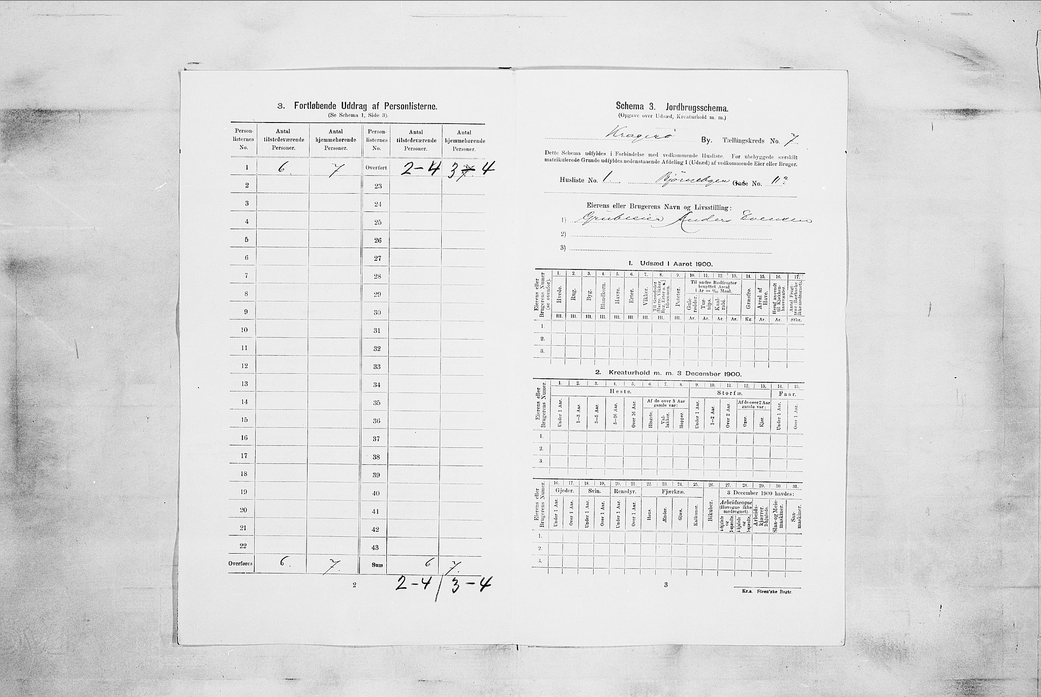 SAKO, 1900 census for Kragerø, 1900, p. 851