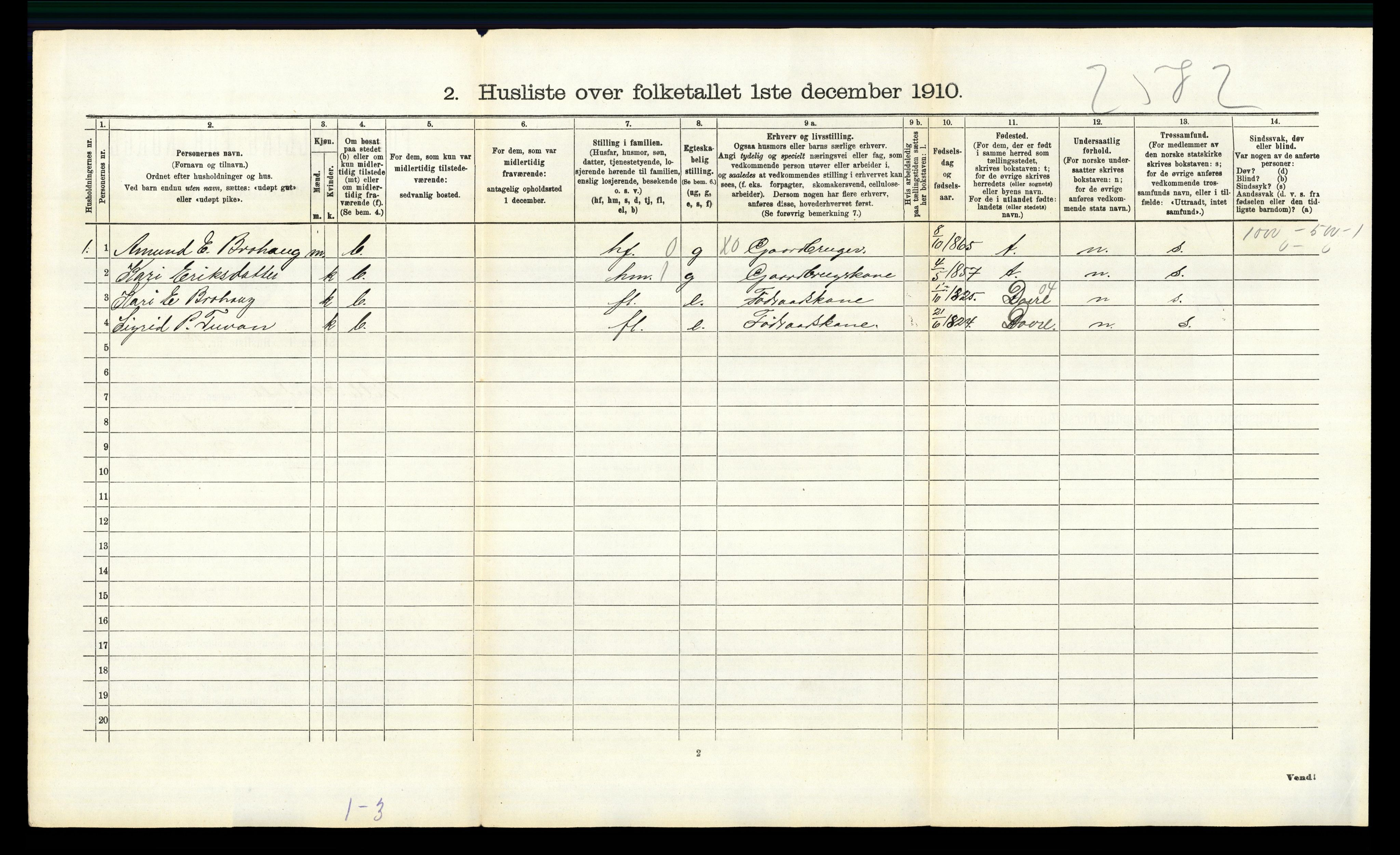 RA, 1910 census for Lille Elvedalen, 1910, p. 1252