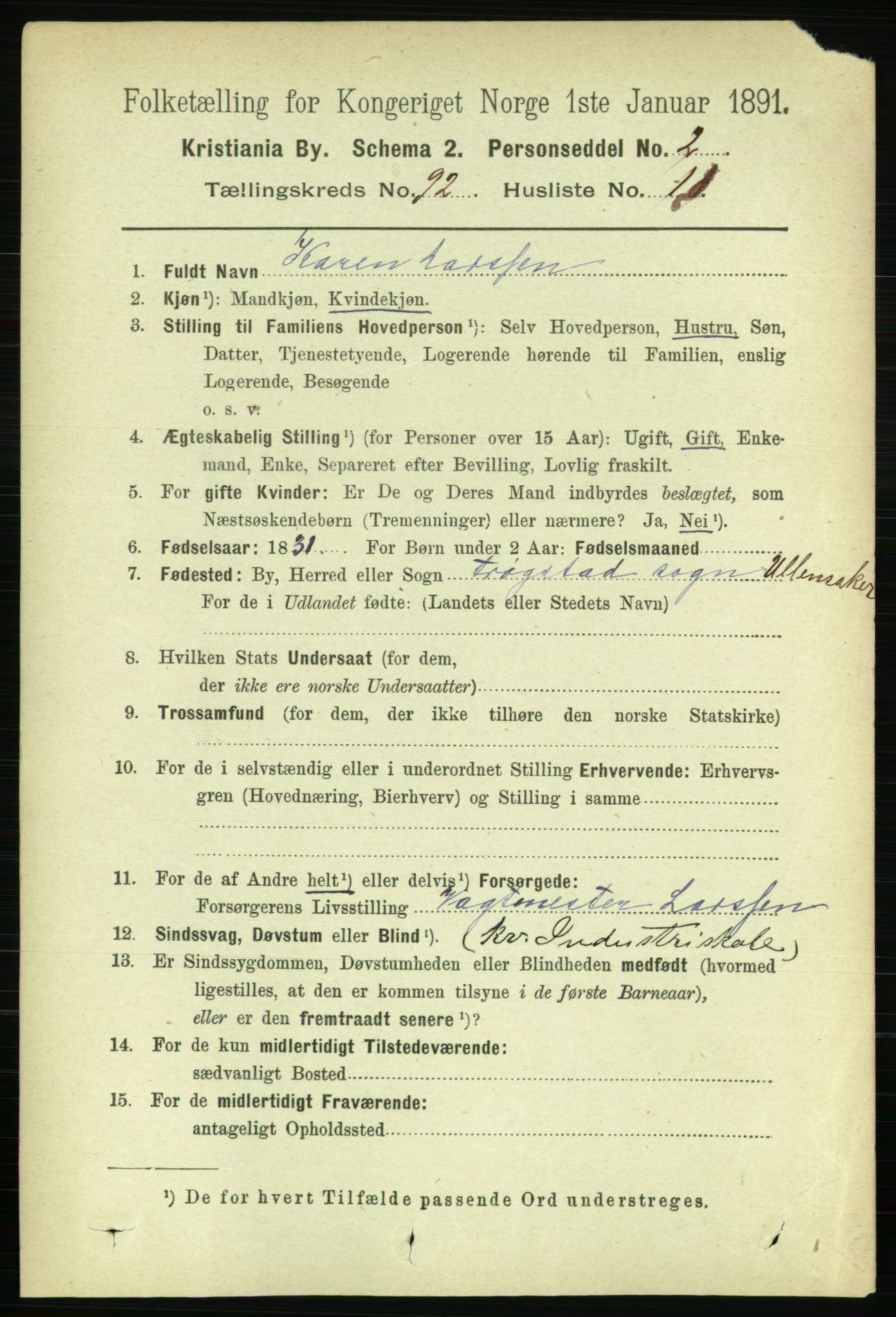 RA, 1891 census for 0301 Kristiania, 1891, p. 45412