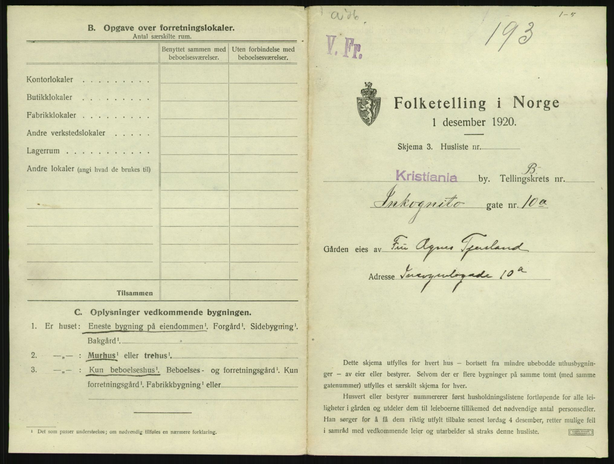 SAO, 1920 census for Kristiania, 1920, p. 45334