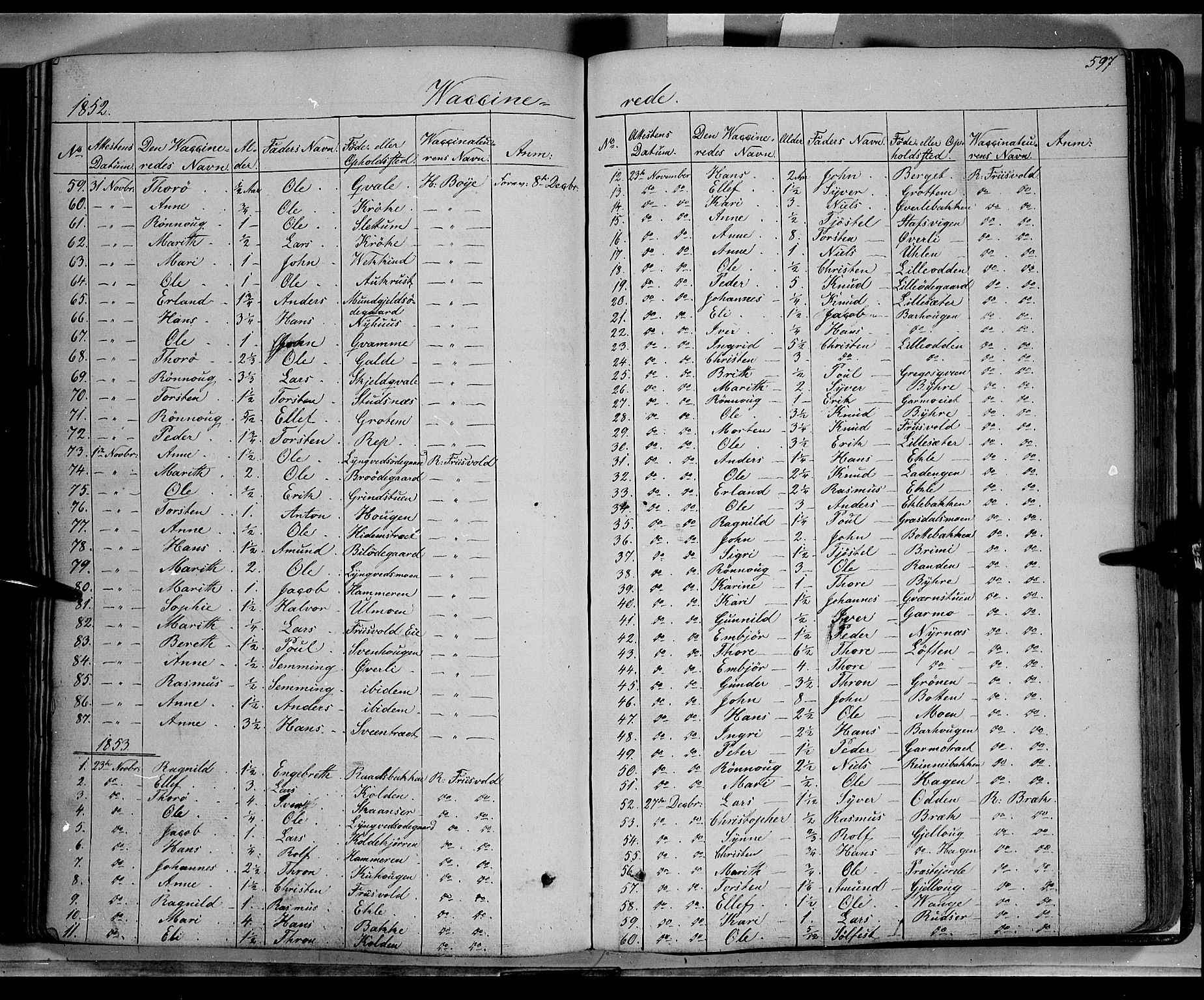 Lom prestekontor, SAH/PREST-070/K/L0006: Parish register (official) no. 6B, 1837-1863, p. 597