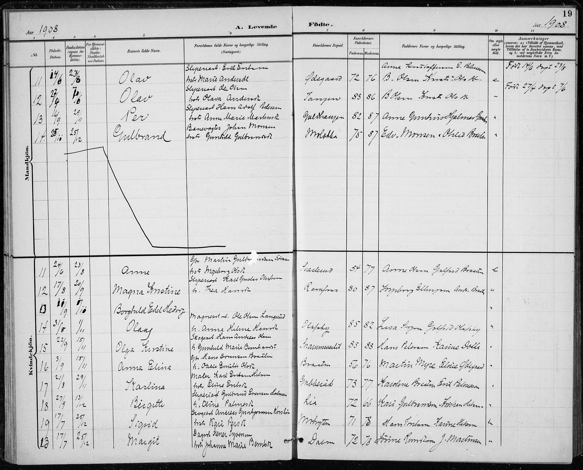 Modum kirkebøker, AV/SAKO-A-234/F/Fa/L0020: Parish register (official) no. 20, 1900-1917, p. 19