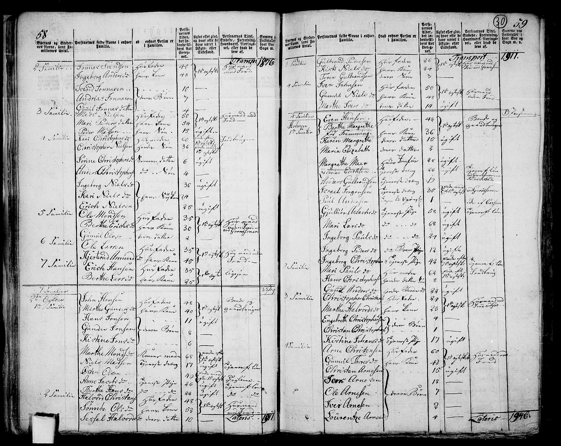 RA, 1801 census for 0218aP Aker, 1801, p. 29b-30a
