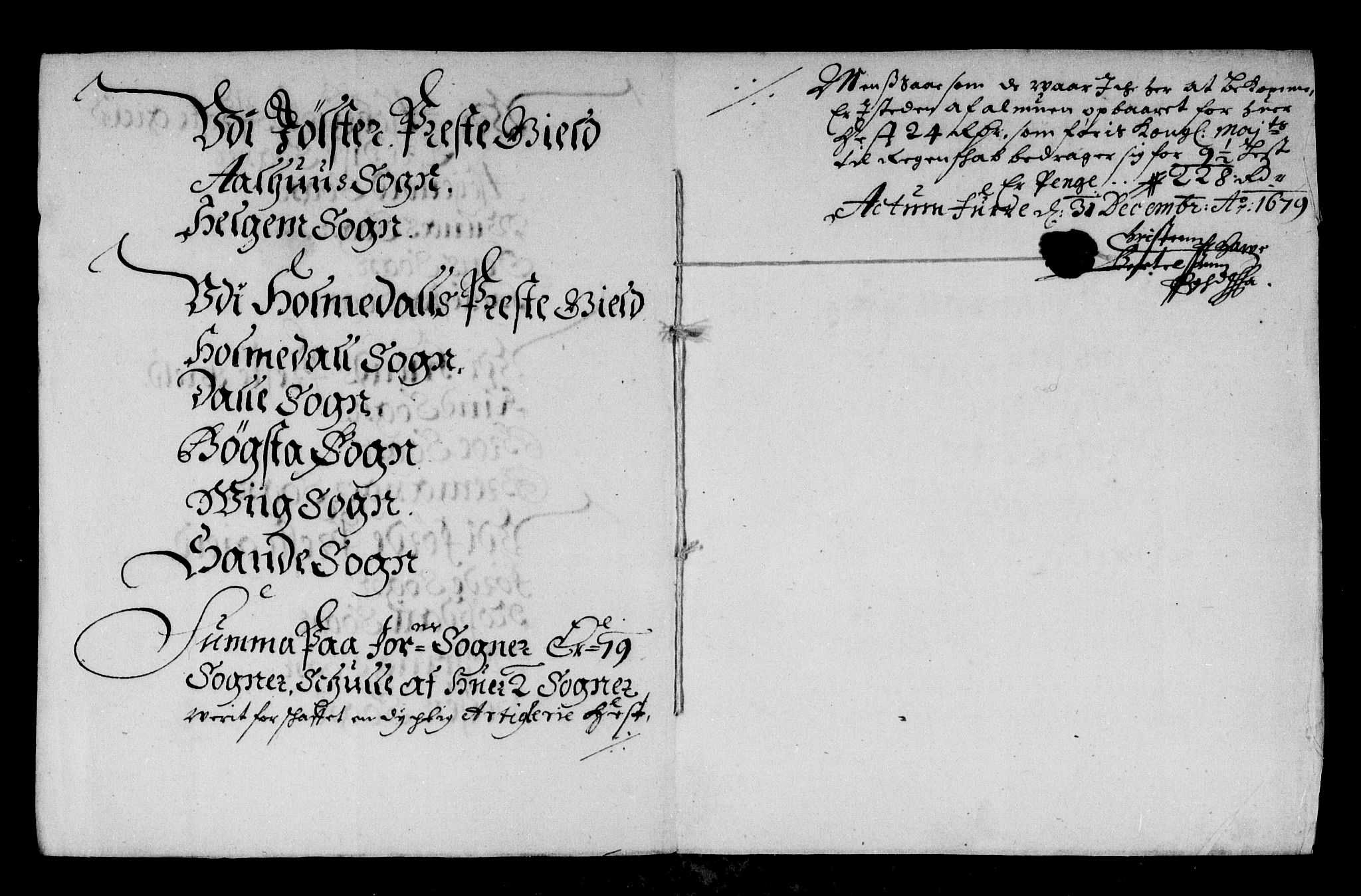 Rentekammeret inntil 1814, Reviderte regnskaper, Stiftamtstueregnskaper, Bergen stiftamt, RA/EA-6043/R/Rc/L0055: Bergen stiftamt, 1679