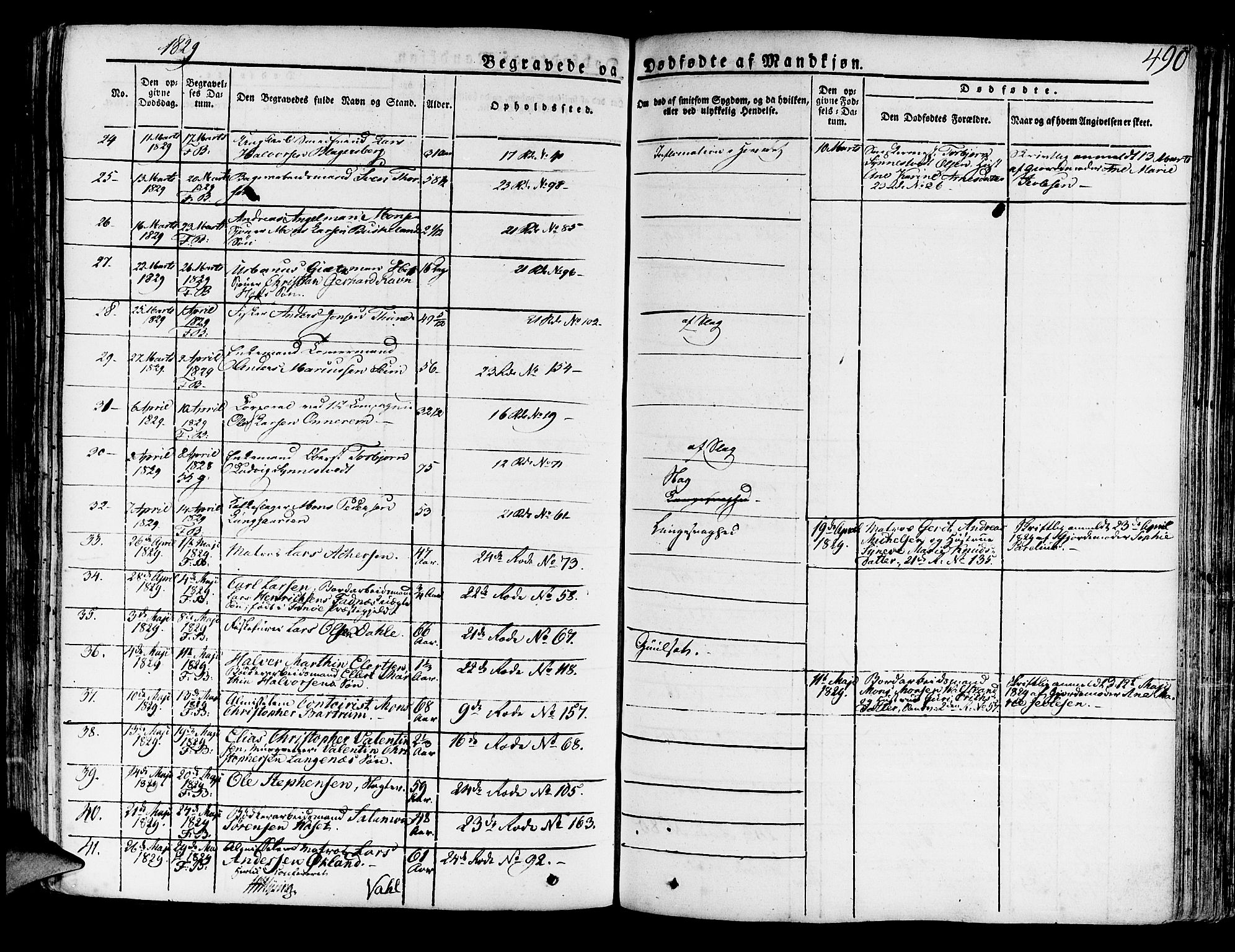 Korskirken sokneprestembete, AV/SAB-A-76101/H/Haa/L0014: Parish register (official) no. A 14, 1823-1835, p. 490