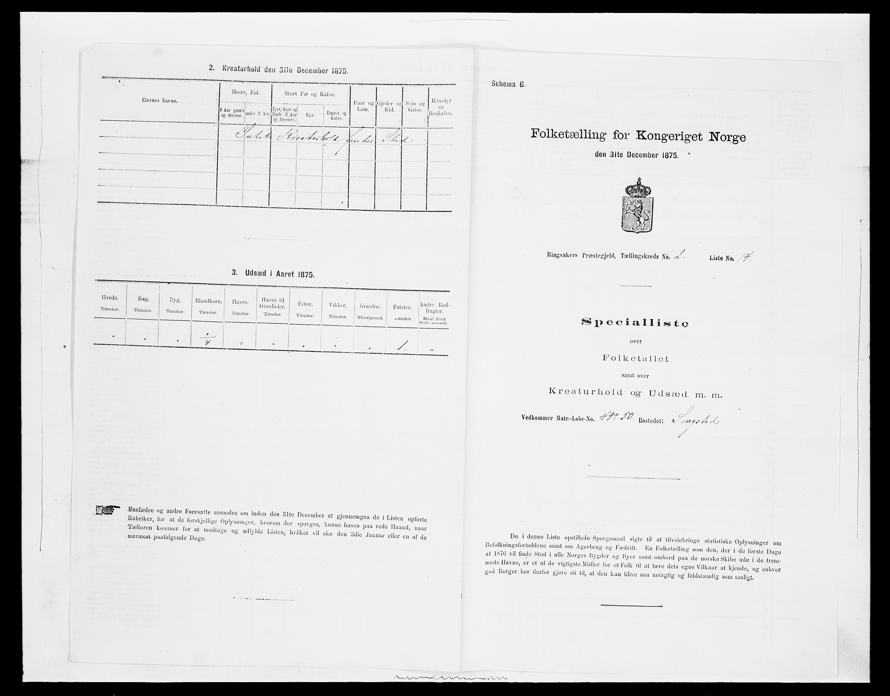SAH, 1875 census for 0412P Ringsaker, 1875, p. 463