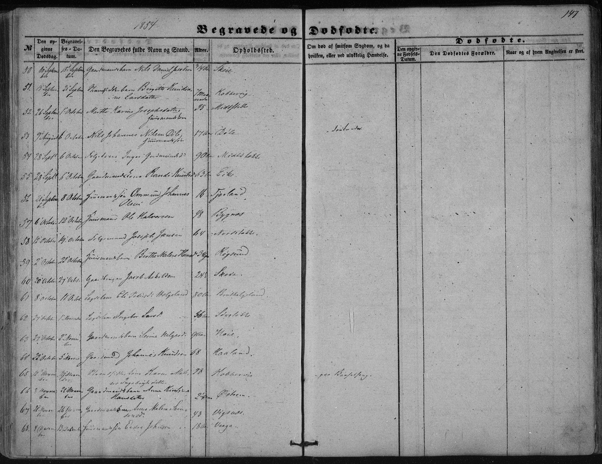 Avaldsnes sokneprestkontor, AV/SAST-A -101851/H/Ha/Haa/L0009: Parish register (official) no. A 9, 1853-1865, p. 147