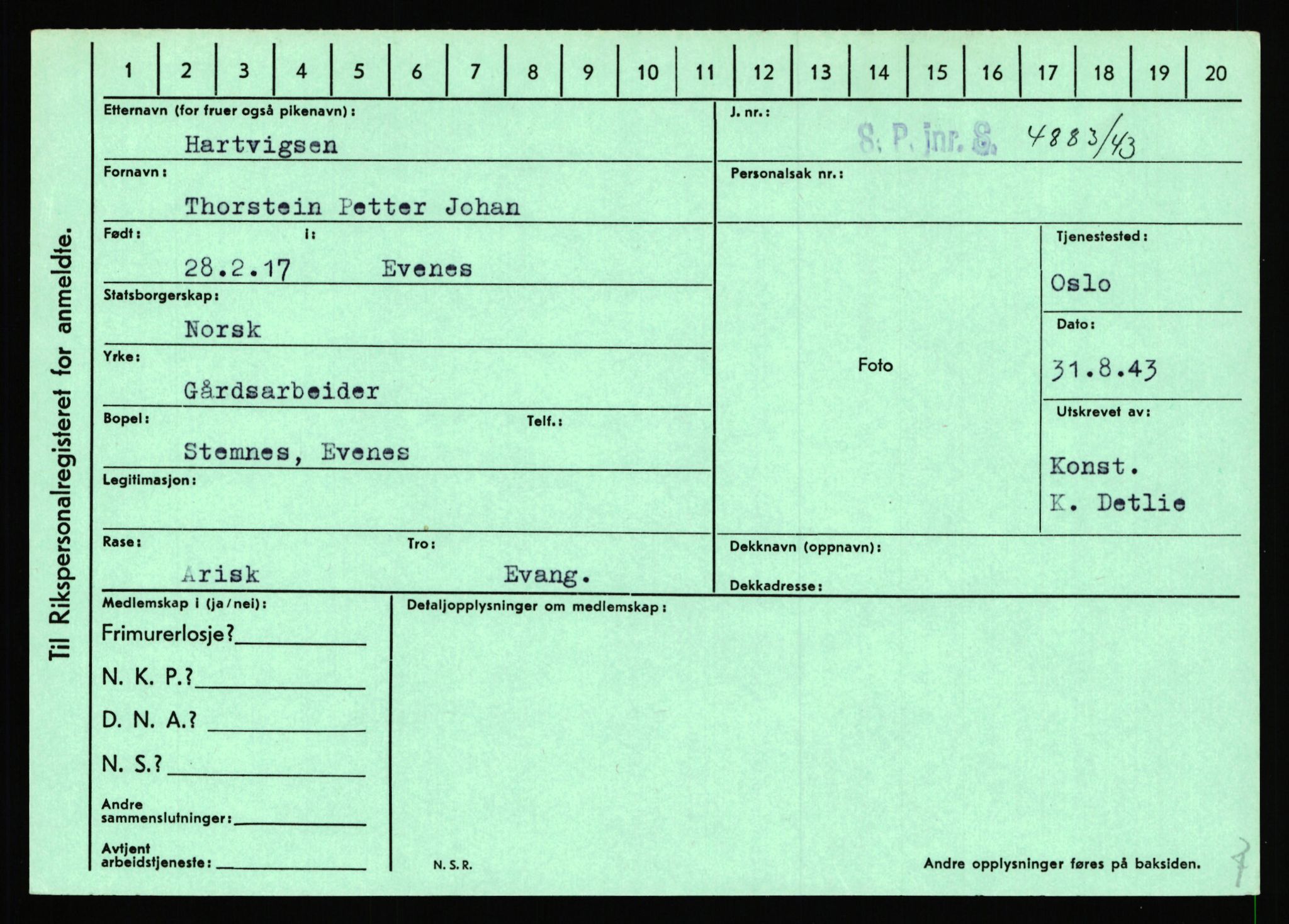 Statspolitiet - Hovedkontoret / Osloavdelingen, AV/RA-S-1329/C/Ca/L0006: Hanche - Hokstvedt, 1943-1945, p. 1971