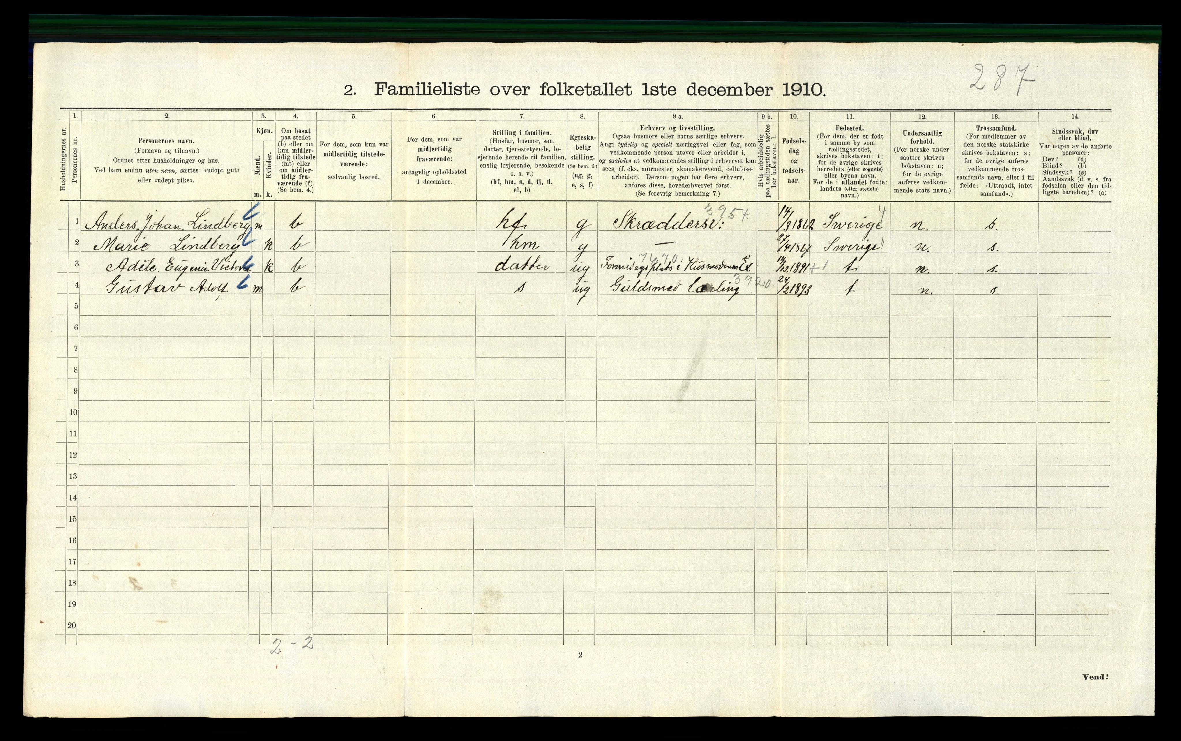 RA, 1910 census for Kristiania, 1910, p. 4460