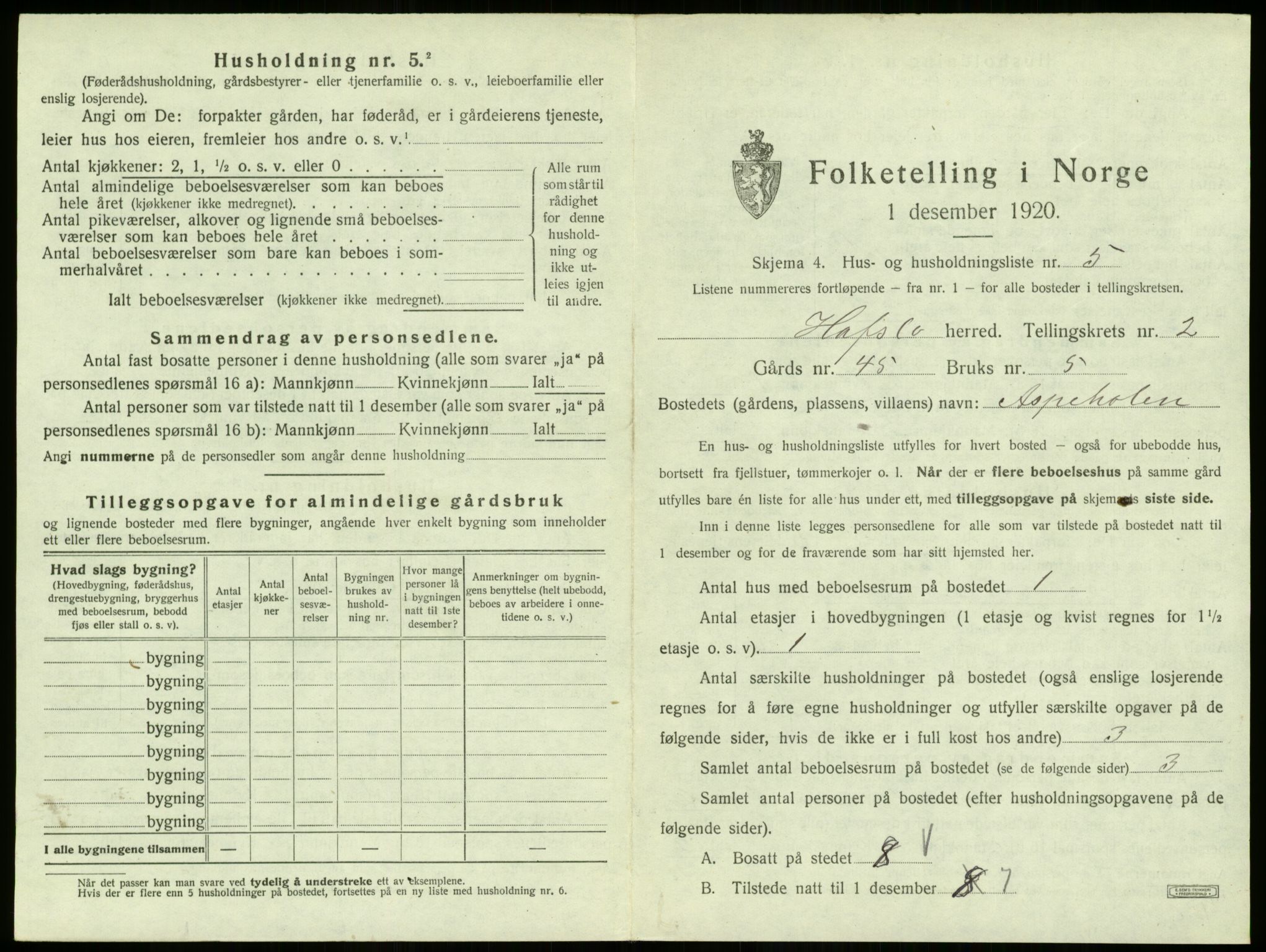 SAB, 1920 census for Hafslo, 1920, p. 167