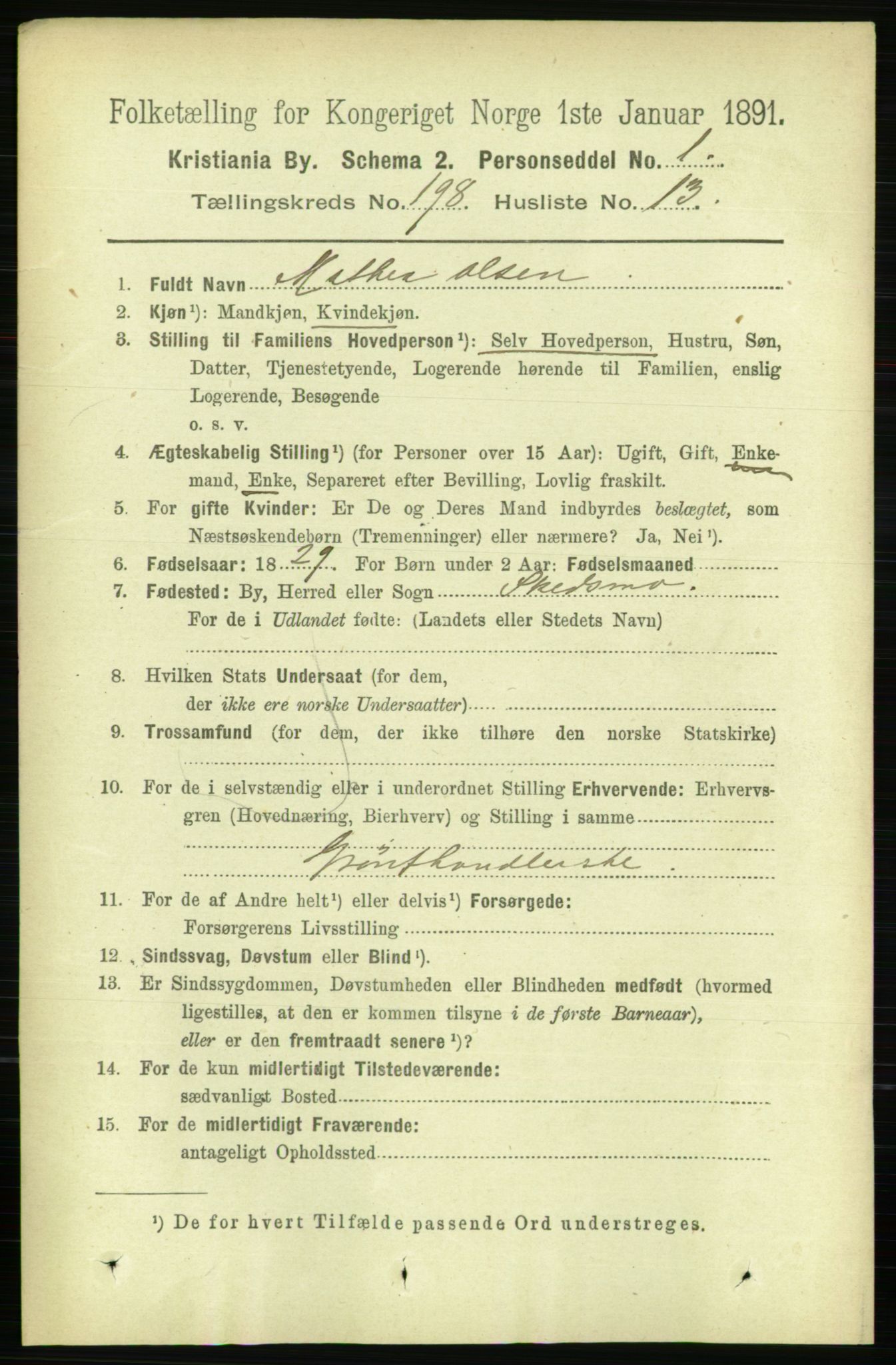 RA, 1891 census for 0301 Kristiania, 1891, p. 119454