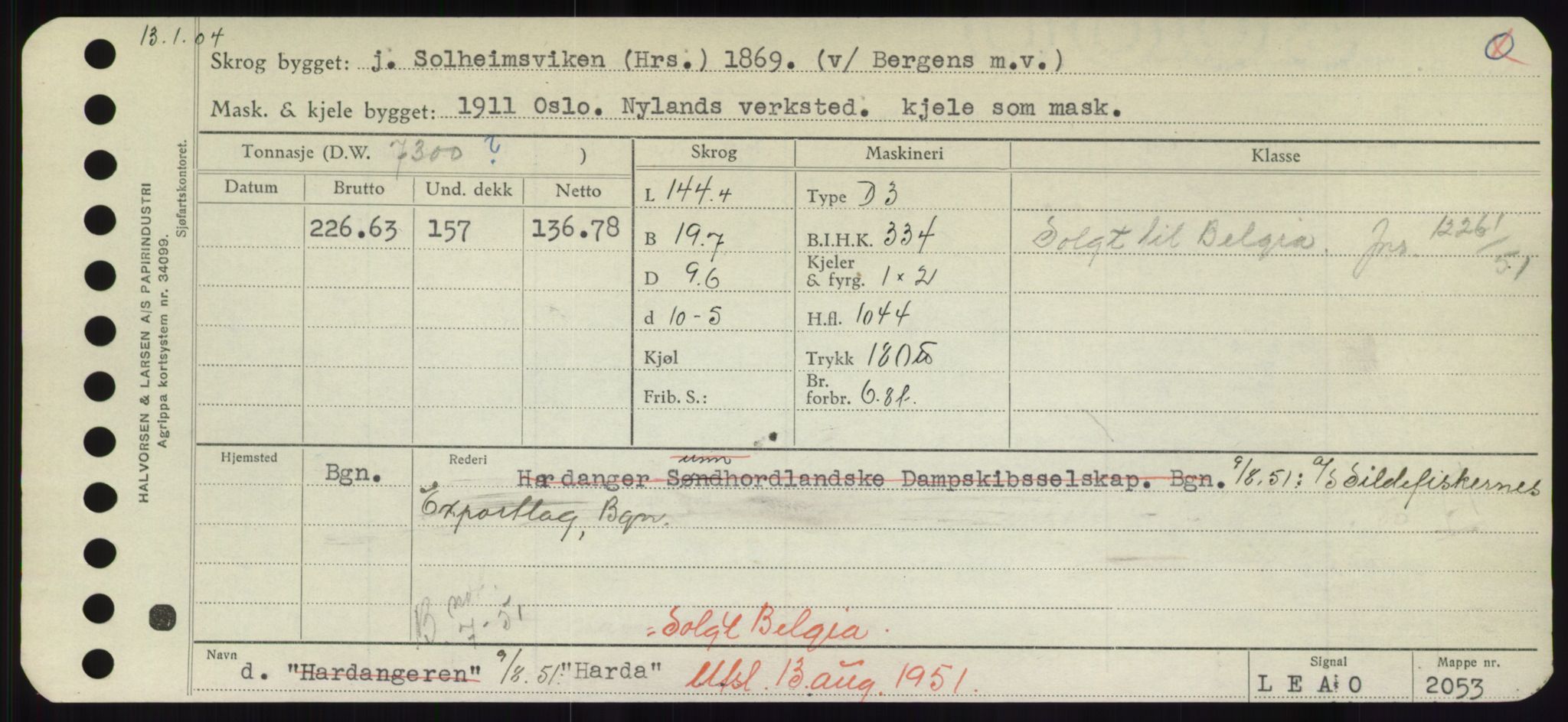 Sjøfartsdirektoratet med forløpere, Skipsmålingen, RA/S-1627/H/Hd/L0014: Fartøy, H-Havl, p. 303