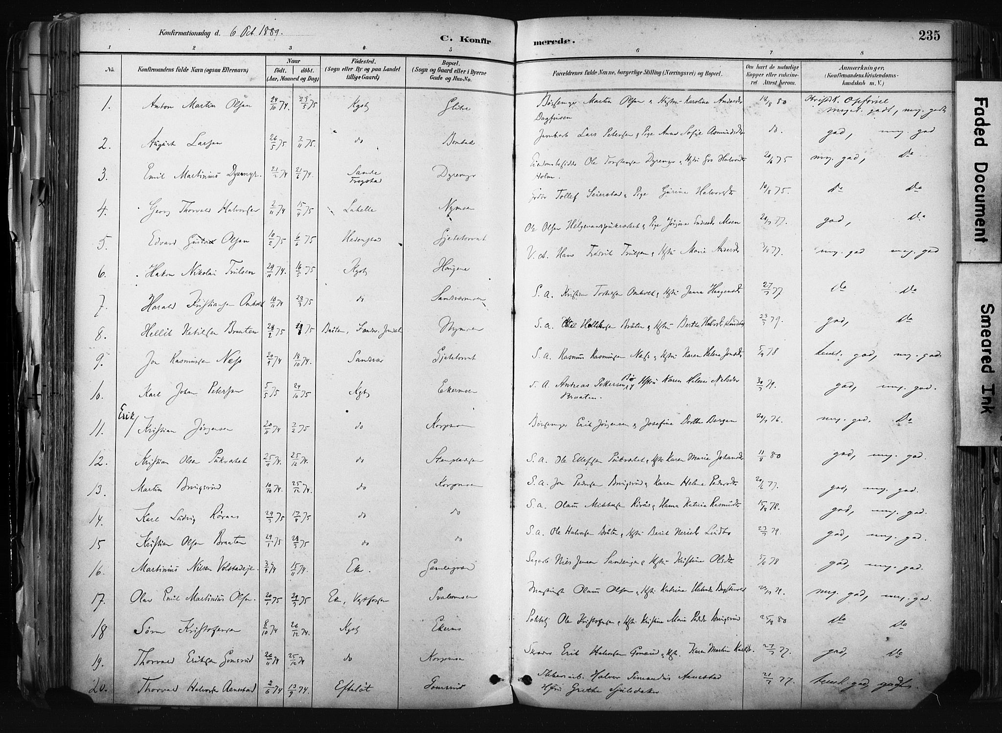 Kongsberg kirkebøker, AV/SAKO-A-22/F/Fb/L0002: Parish register (official) no. II 2, 1886-1896, p. 235