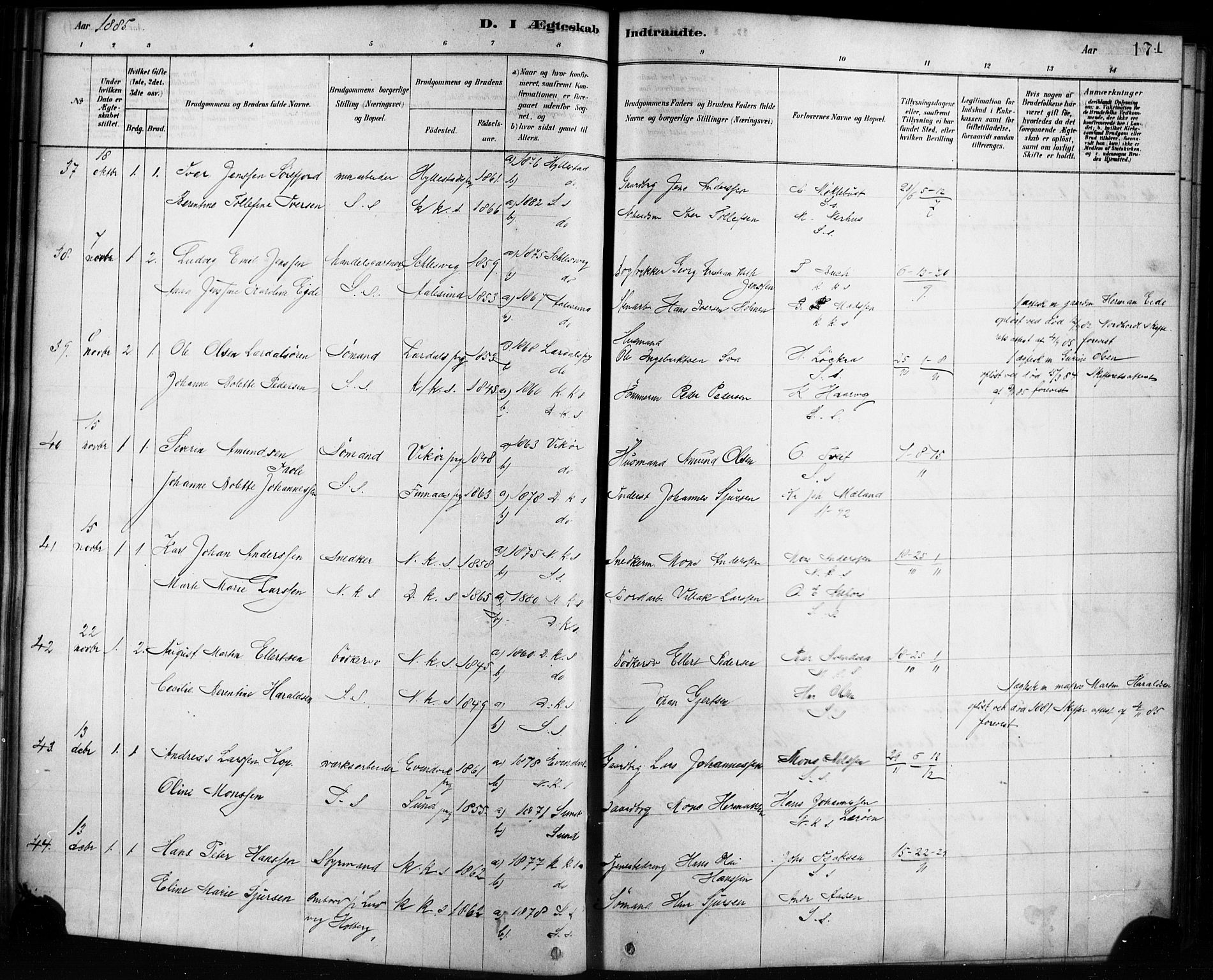 Sandviken Sokneprestembete, SAB/A-77601/H/Ha/L0002: Parish register (official) no. A 2, 1878-1896, p. 171