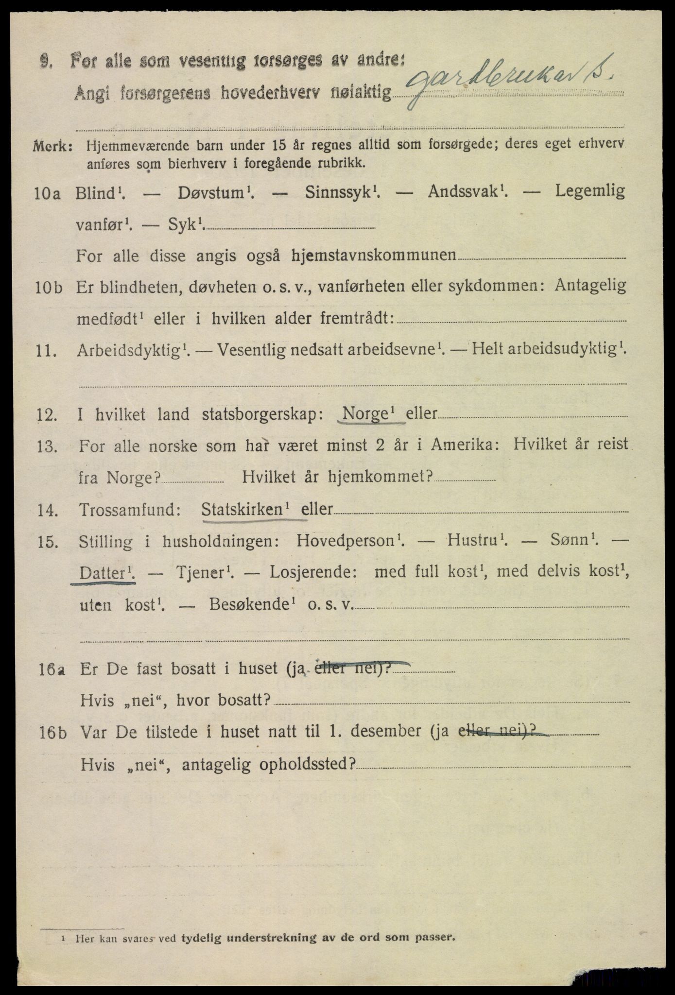 SAK, 1920 census for Bygland, 1920, p. 5252