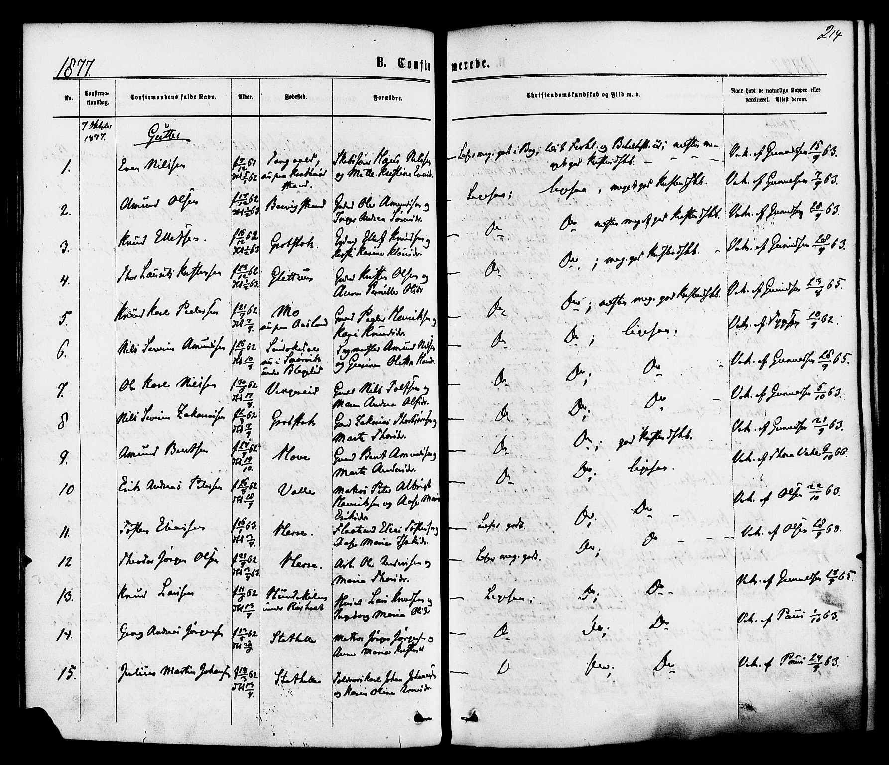 Bamble kirkebøker, AV/SAKO-A-253/F/Fa/L0006: Parish register (official) no. I 6, 1869-1877, p. 214