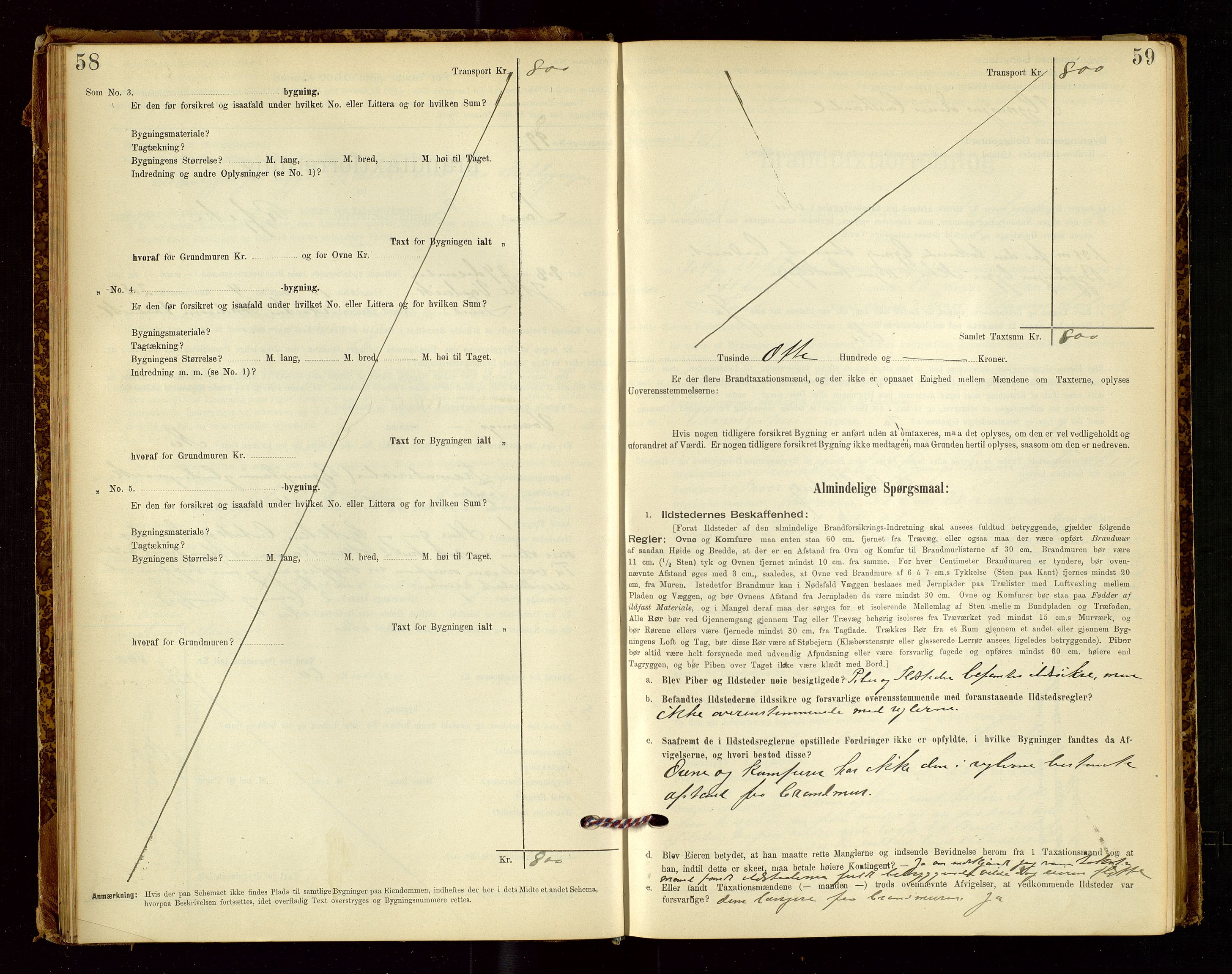 Sand lensmannskontor, AV/SAST-A-100415/Goc/L0001: "Brandtaxationsprotokol", 1895-1935, p. 58-59