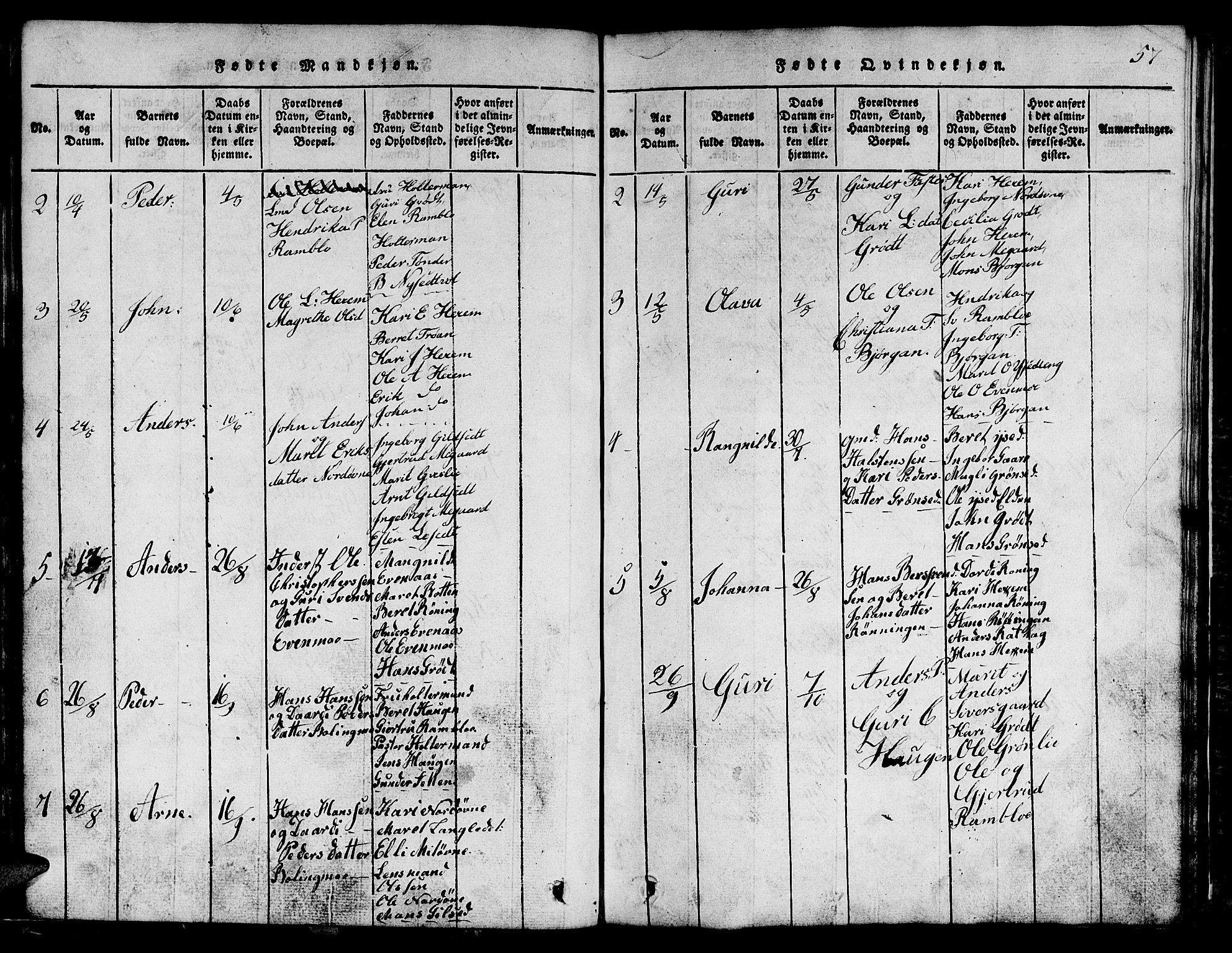 Ministerialprotokoller, klokkerbøker og fødselsregistre - Sør-Trøndelag, SAT/A-1456/685/L0976: Parish register (copy) no. 685C01, 1817-1878, p. 57