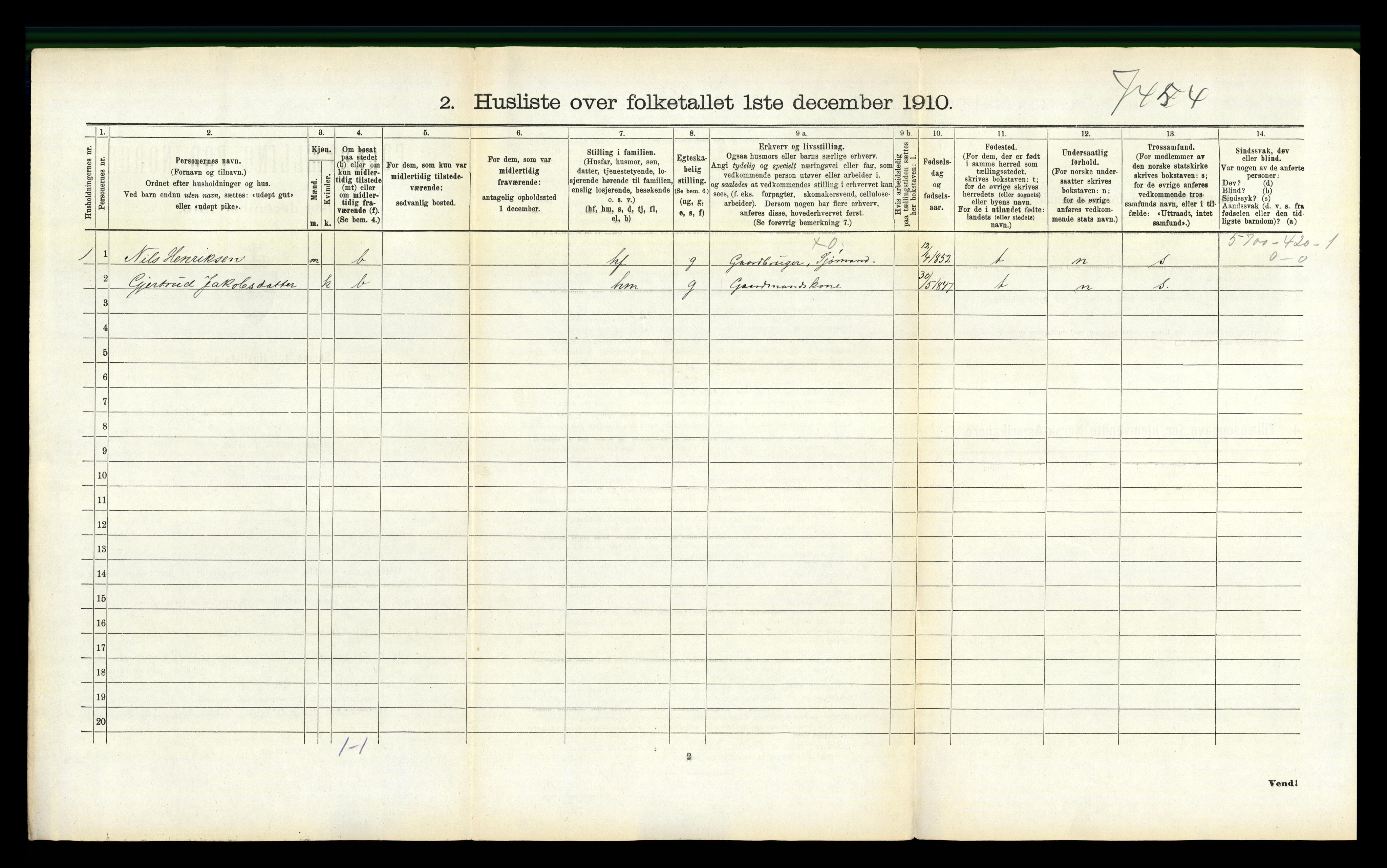 RA, 1910 census for Hyllestad, 1910, p. 304