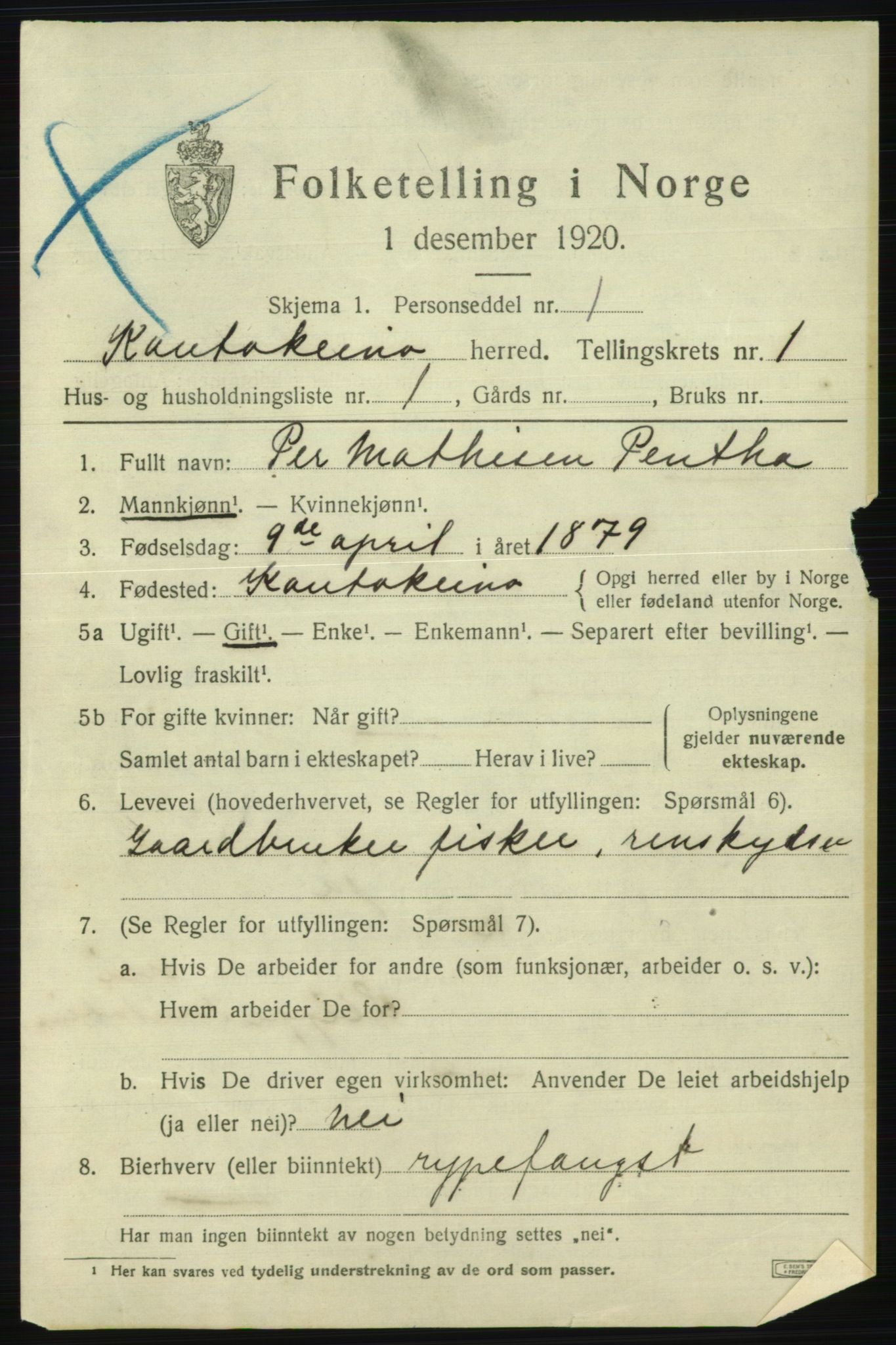 SATØ, 1920 census for Kautokeino, 1920, p. 393