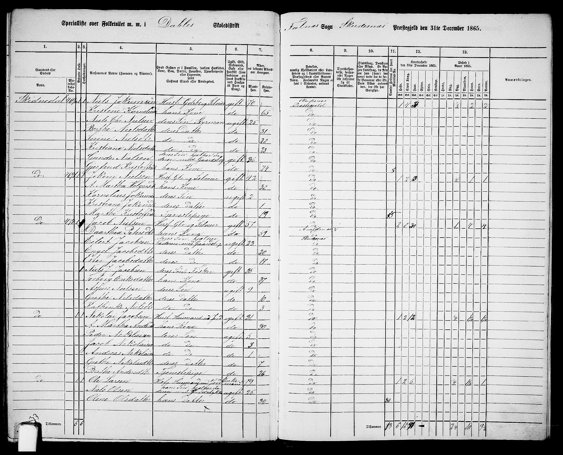 RA, 1865 census for Skudenes, 1865, p. 191