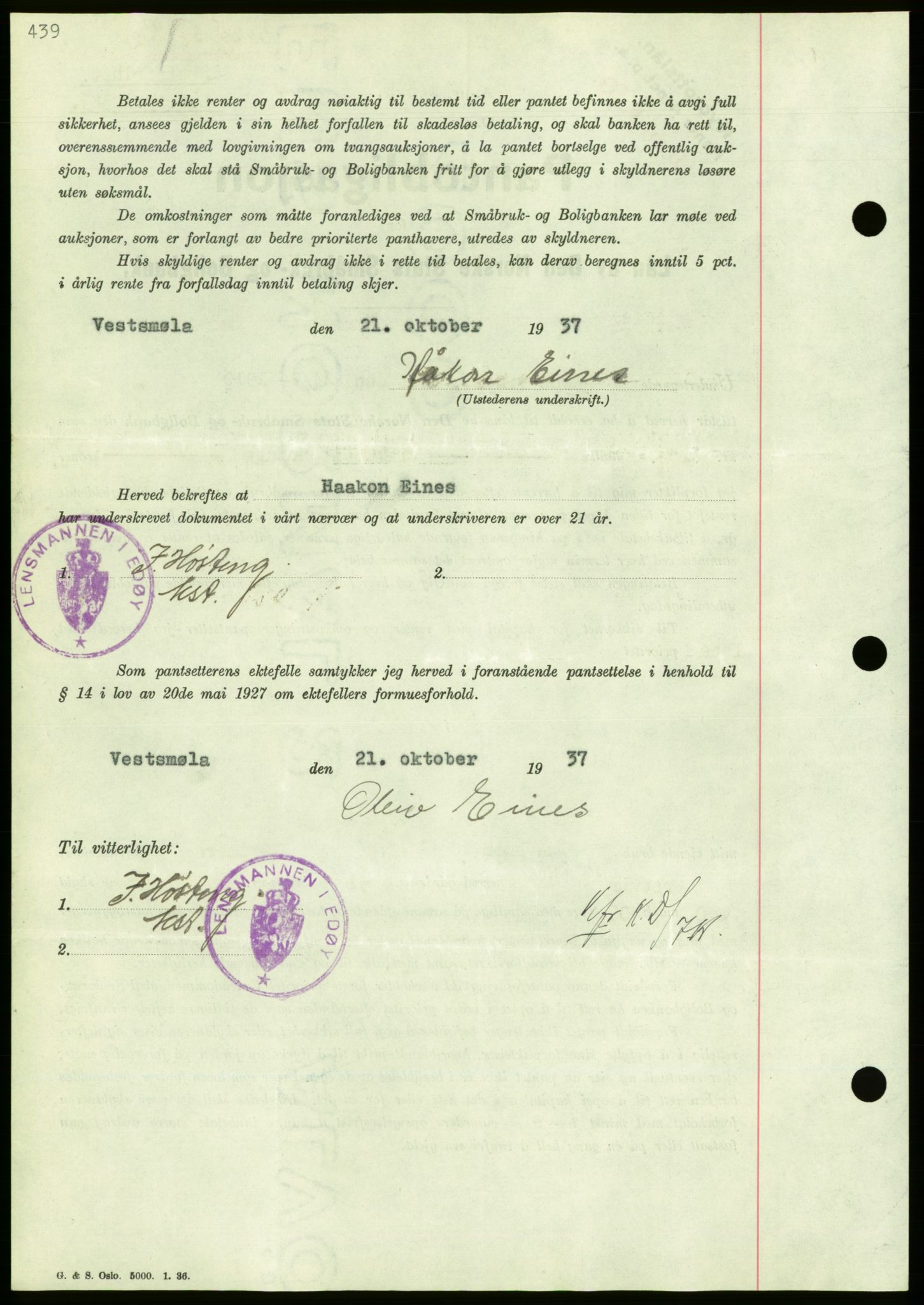 Nordmøre sorenskriveri, AV/SAT-A-4132/1/2/2Ca/L0092: Mortgage book no. B82, 1937-1938, Diary no: : 3025/1937