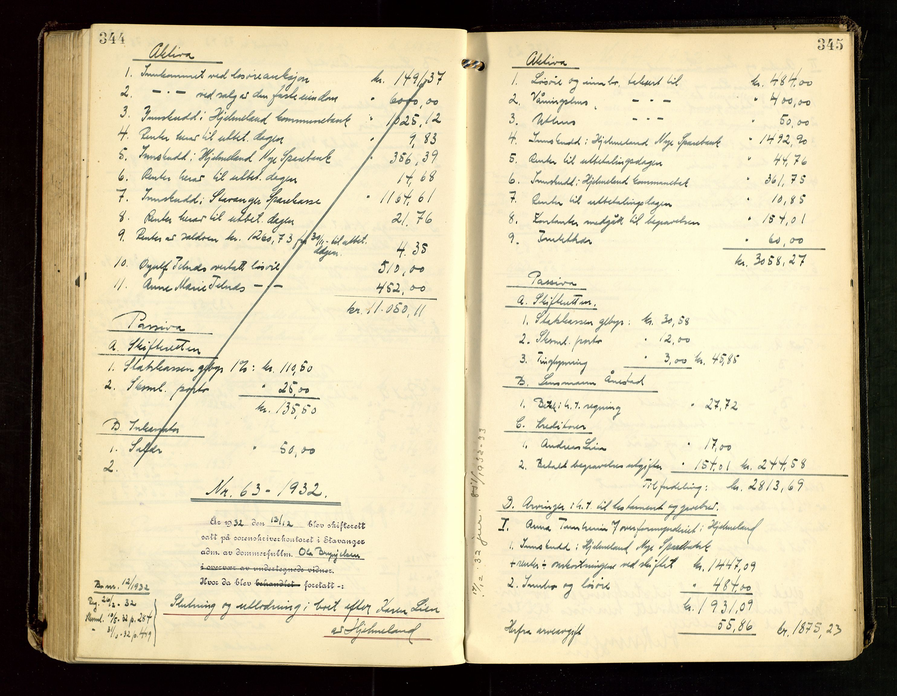 Ryfylke tingrett, AV/SAST-A-100055/001/IV/IVG/L0007: Skifteutlodningsprotokoll Med register, 1929-1933, p. 344-345