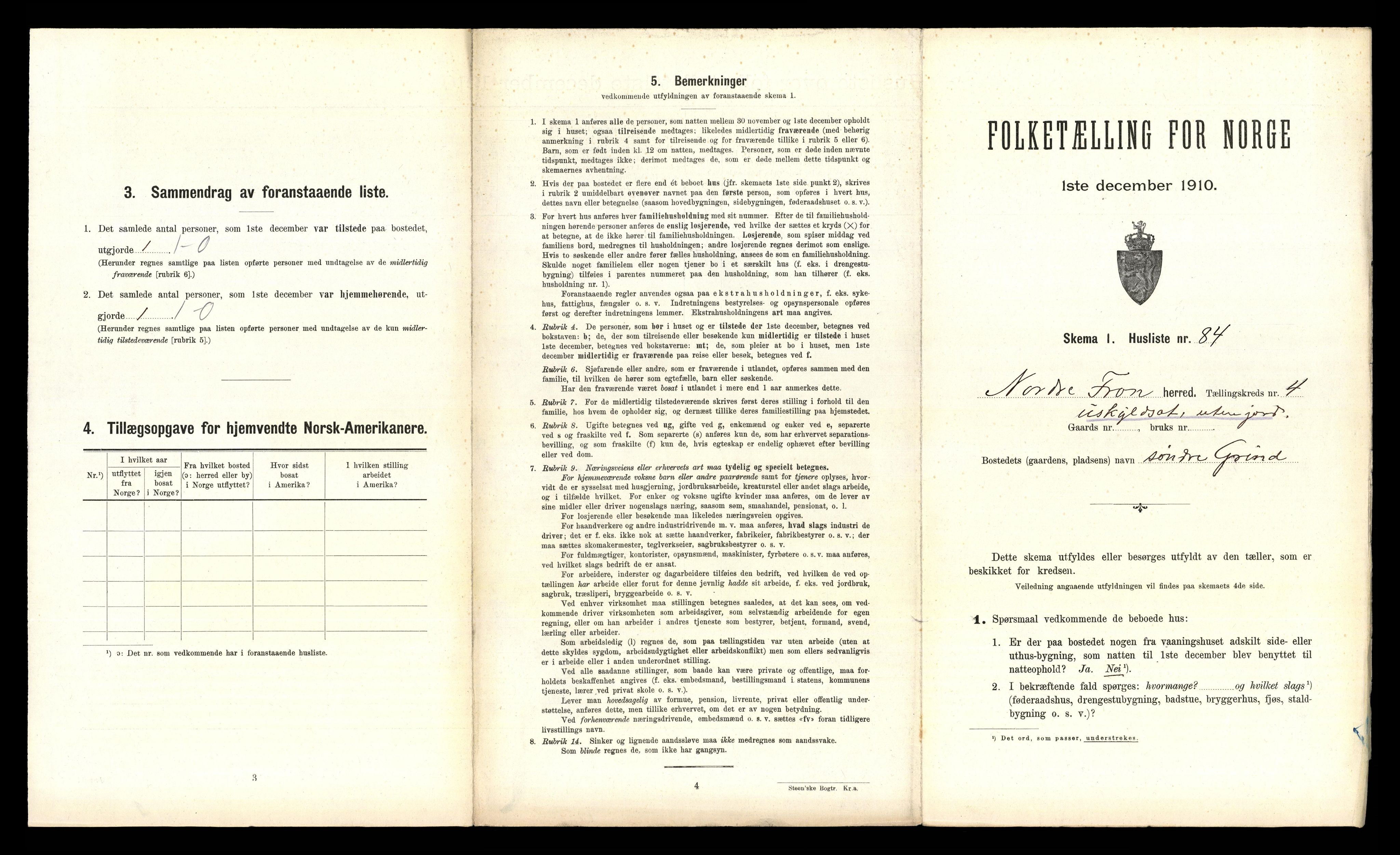 RA, 1910 census for Nord-Fron, 1910, p. 566