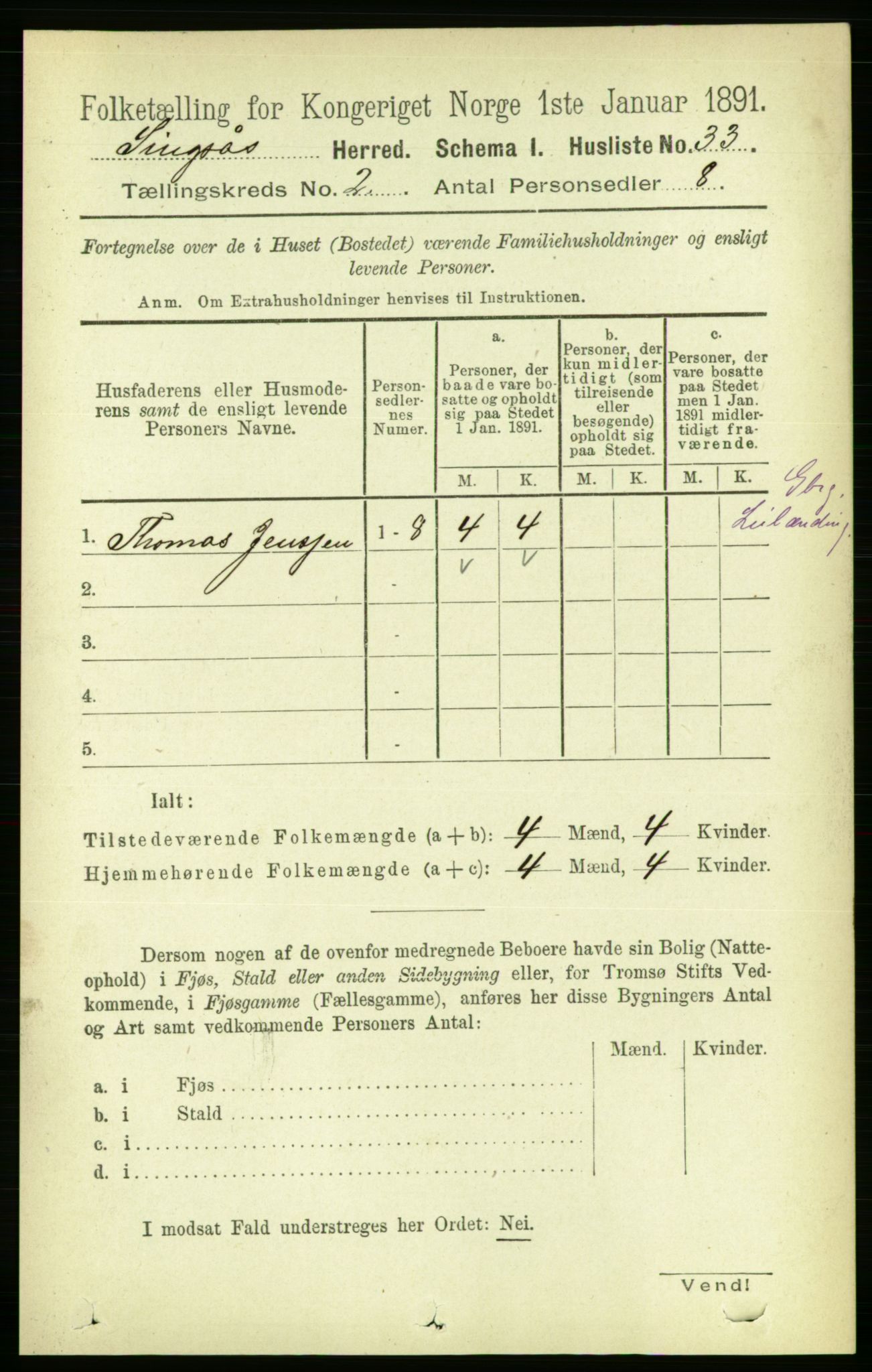 RA, 1891 census for 1646 Singsås, 1891, p. 214