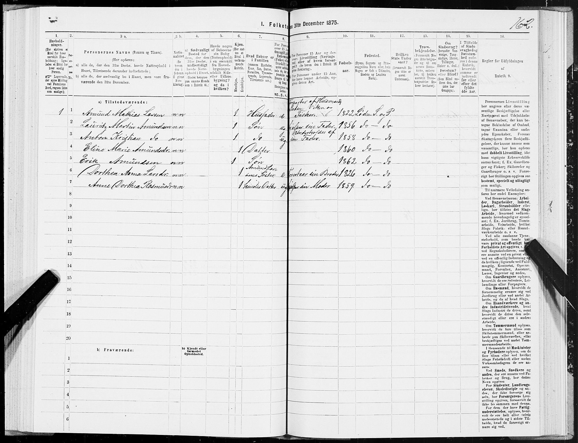 SAT, 1875 census for 1851P Lødingen, 1875, p. 1162