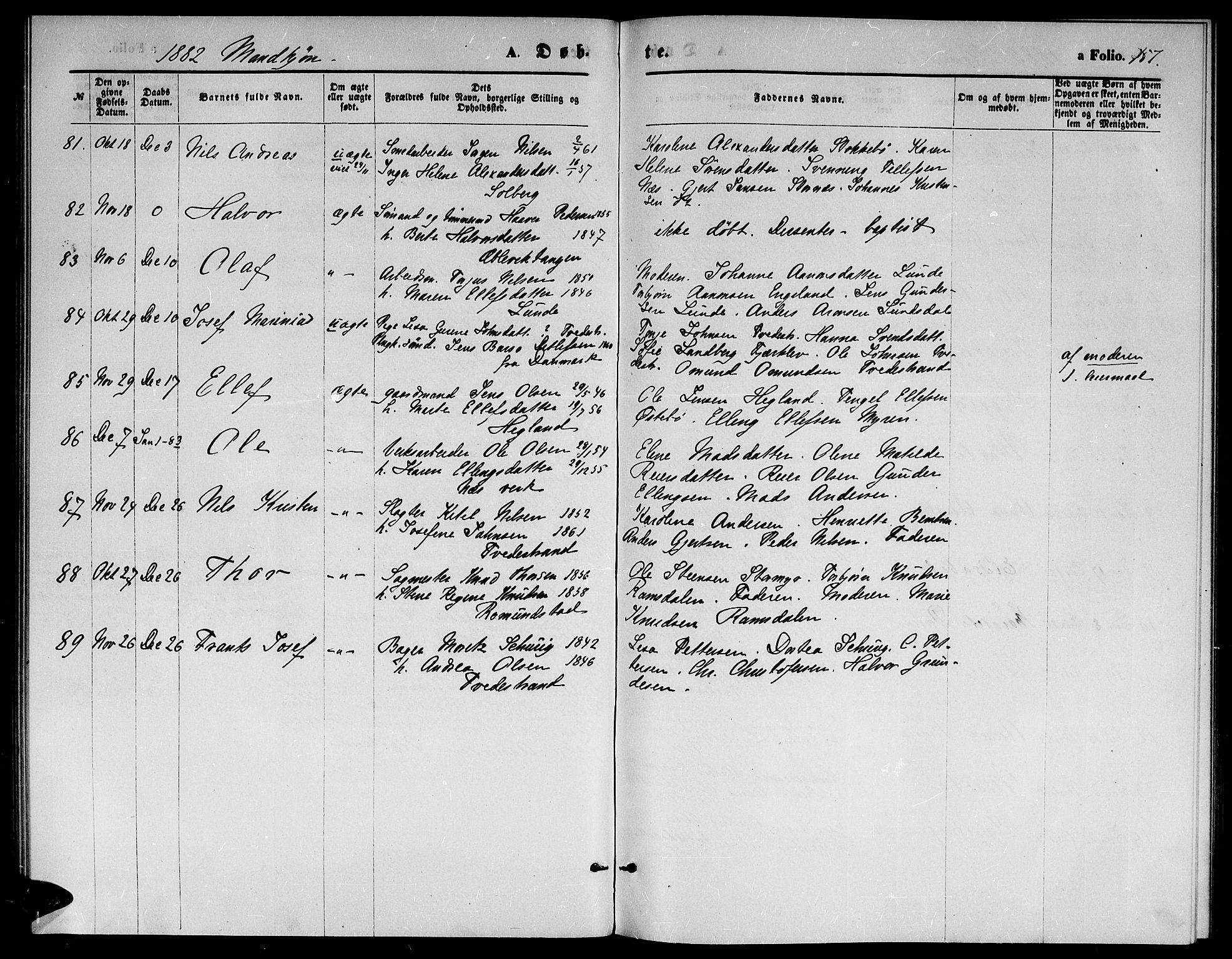 Holt sokneprestkontor, SAK/1111-0021/F/Fb/L0009: Parish register (copy) no. B 9, 1871-1883, p. 157