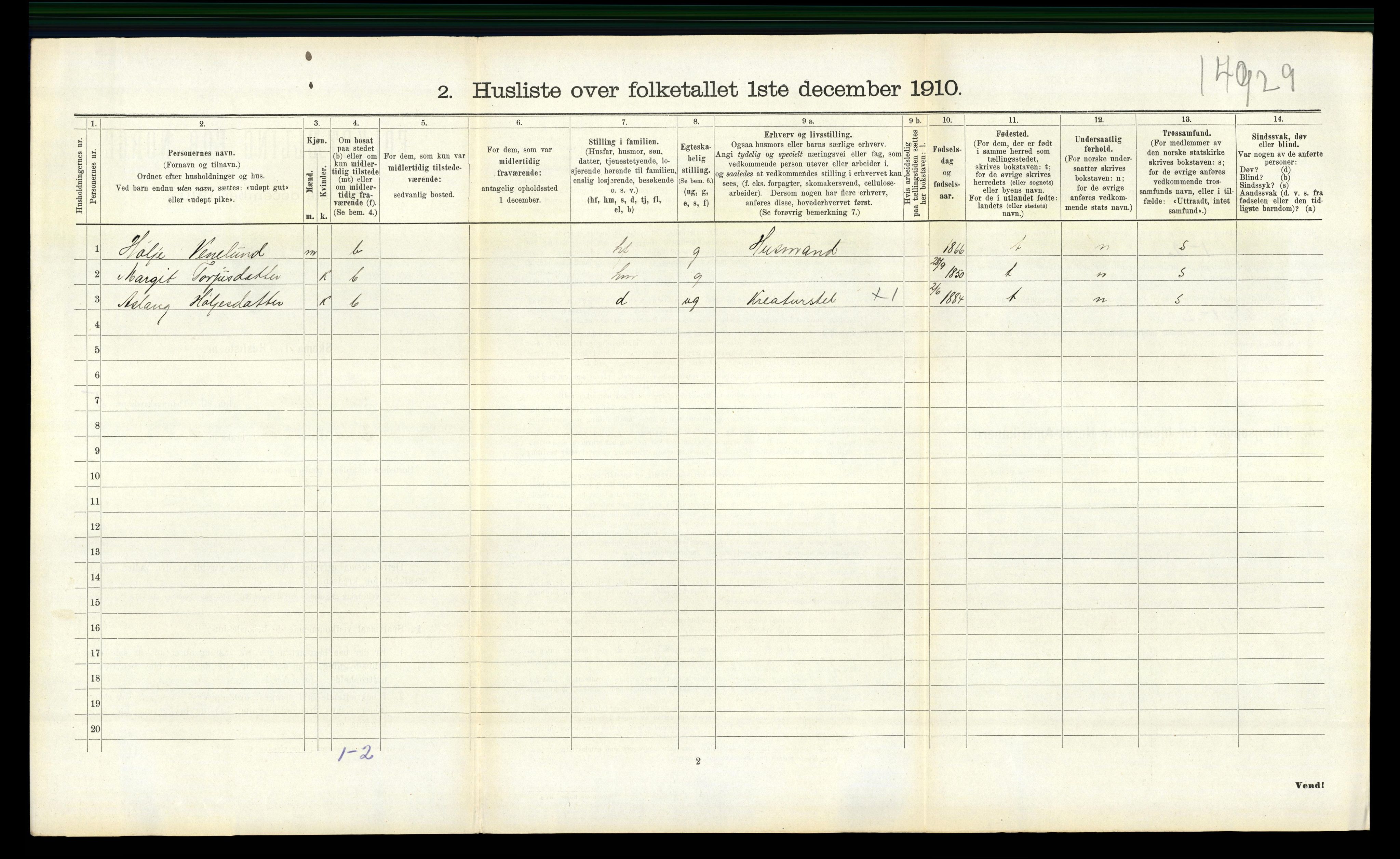 RA, 1910 census for Gransherad, 1910, p. 409