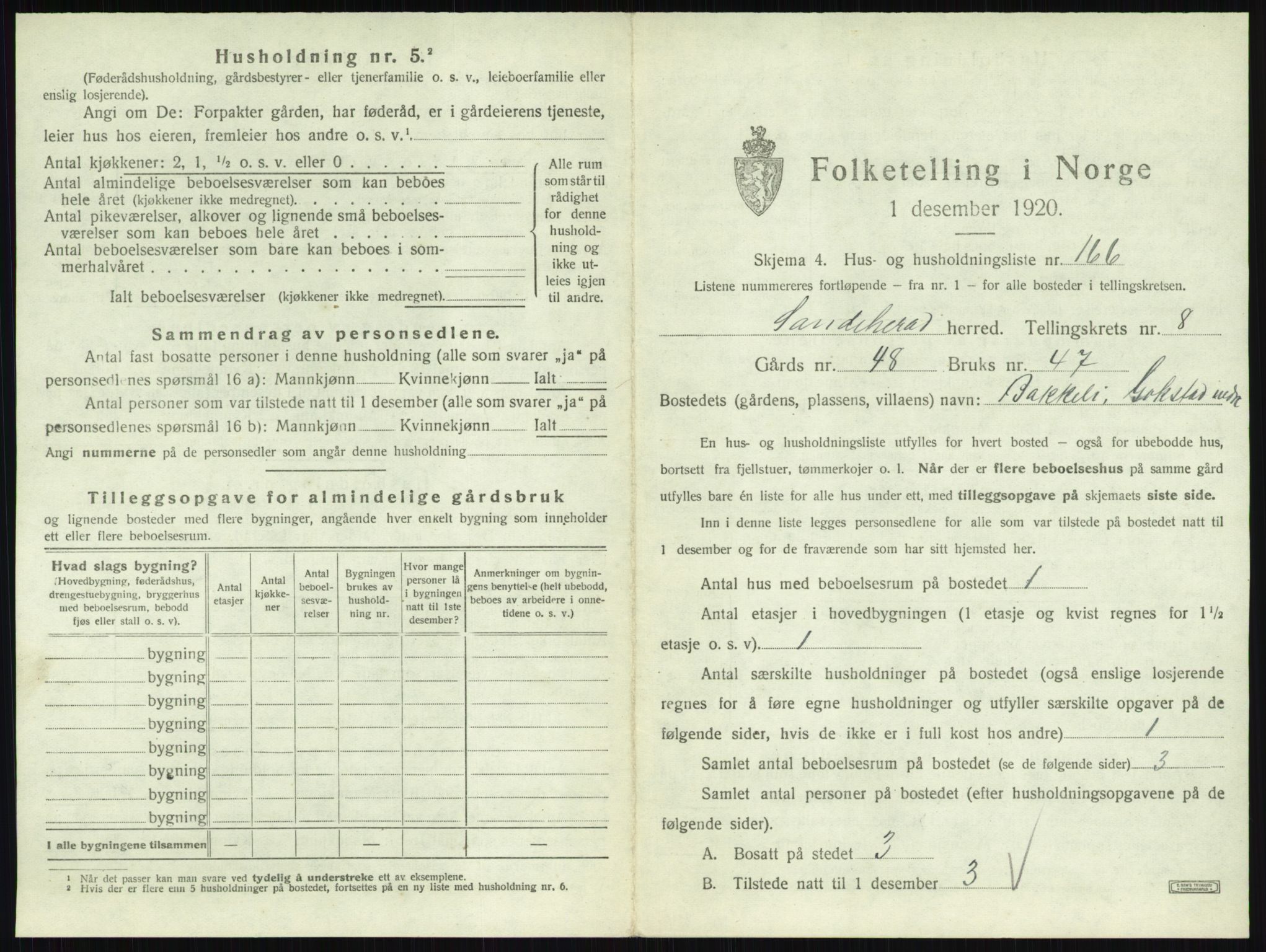 SAKO, 1920 census for Sandeherred, 1920, p. 1924