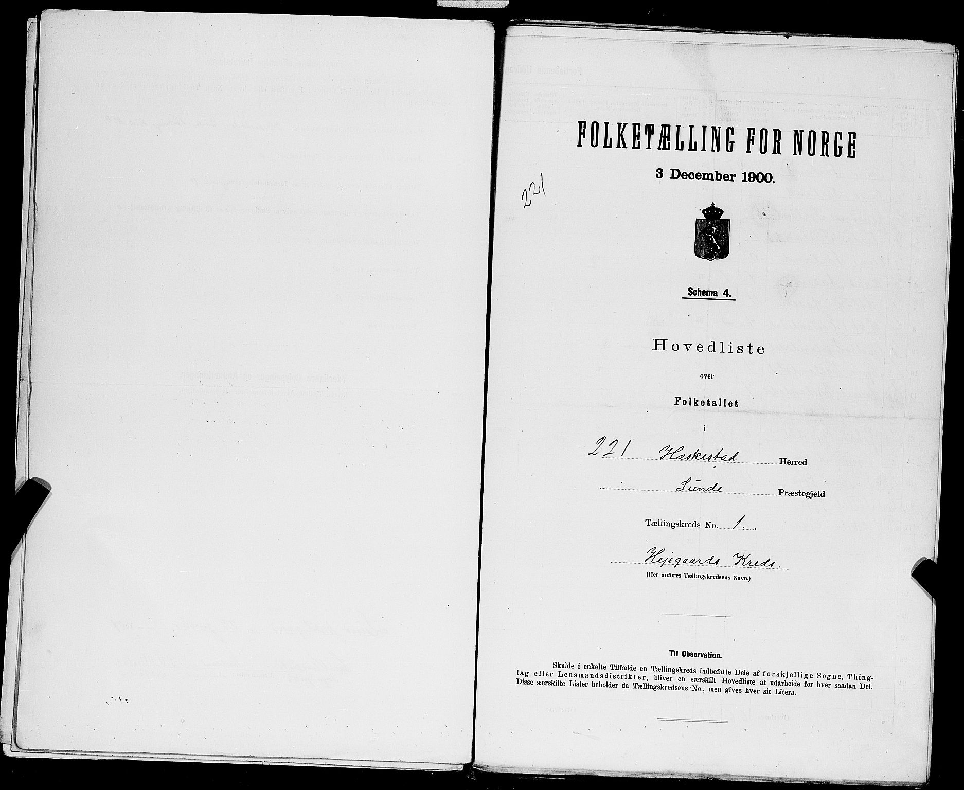 SAST, 1900 census for Heskestad, 1900, p. 11