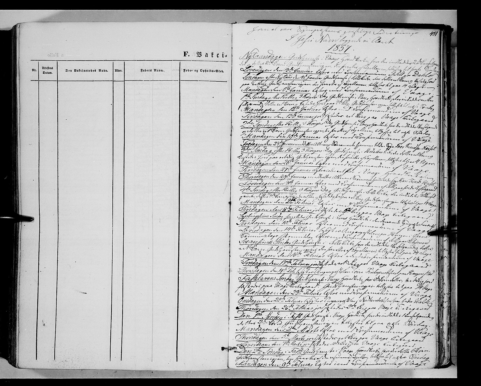 Vågå prestekontor, SAH/PREST-076/H/Ha/Haa/L0006: Parish register (official) no. 6 /1, 1856-1872, p. 451