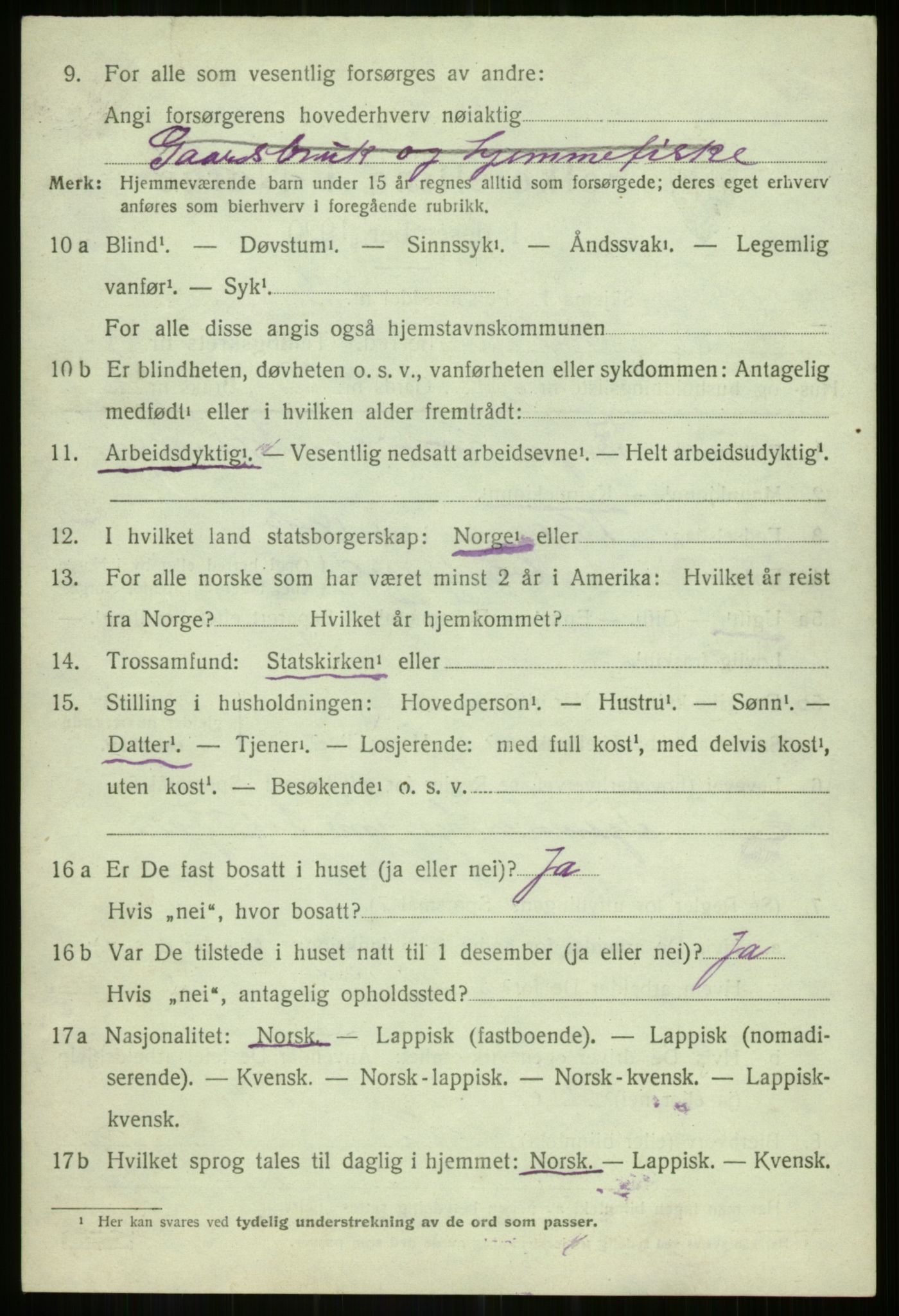 SATØ, 1920 census for Hillesøy, 1920, p. 2908